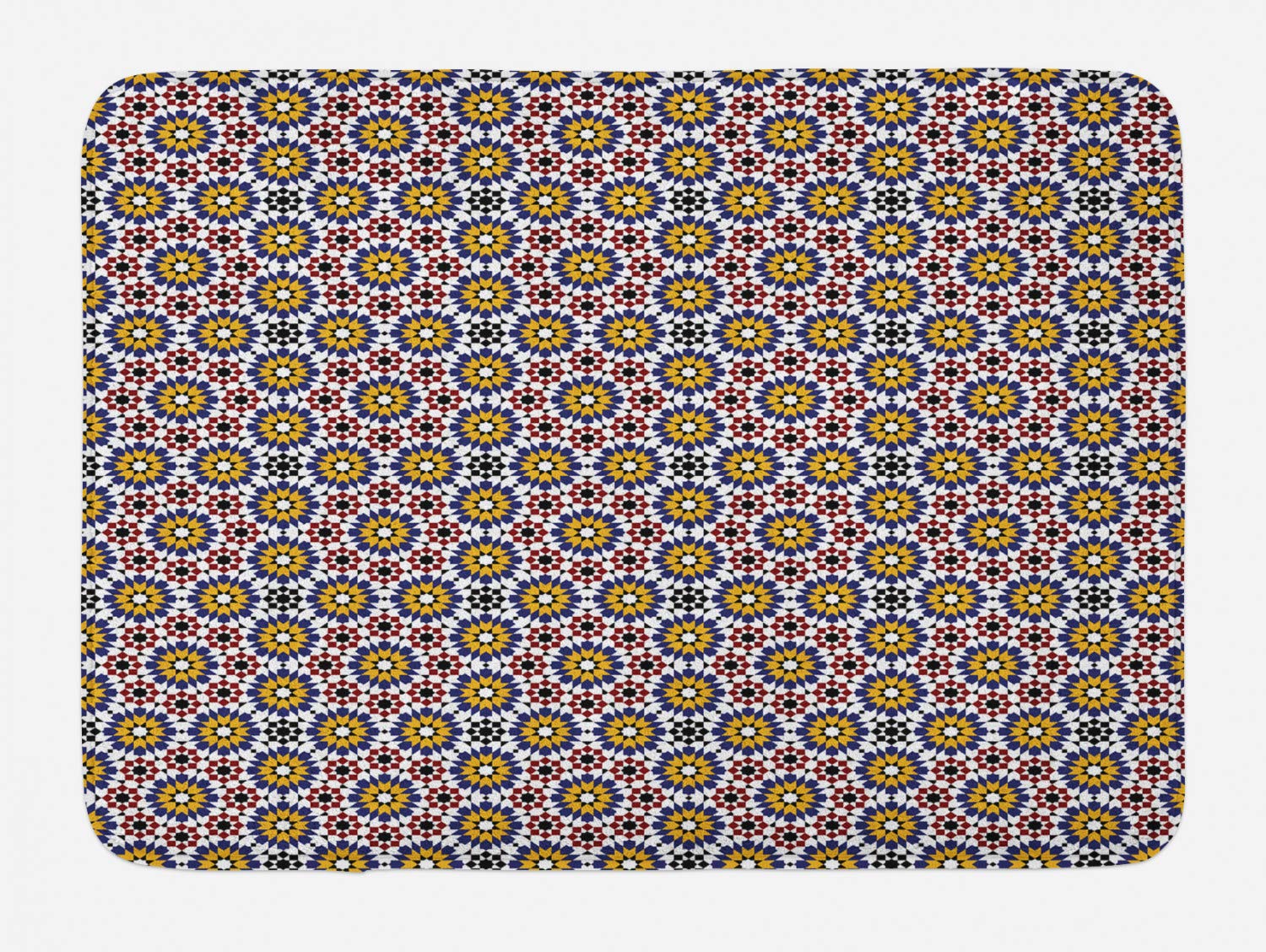 Ambesonne Oriental Non-Slip Bath Mat - Floral Moroccan Mosaic Design Plush Bathroom Rug 30