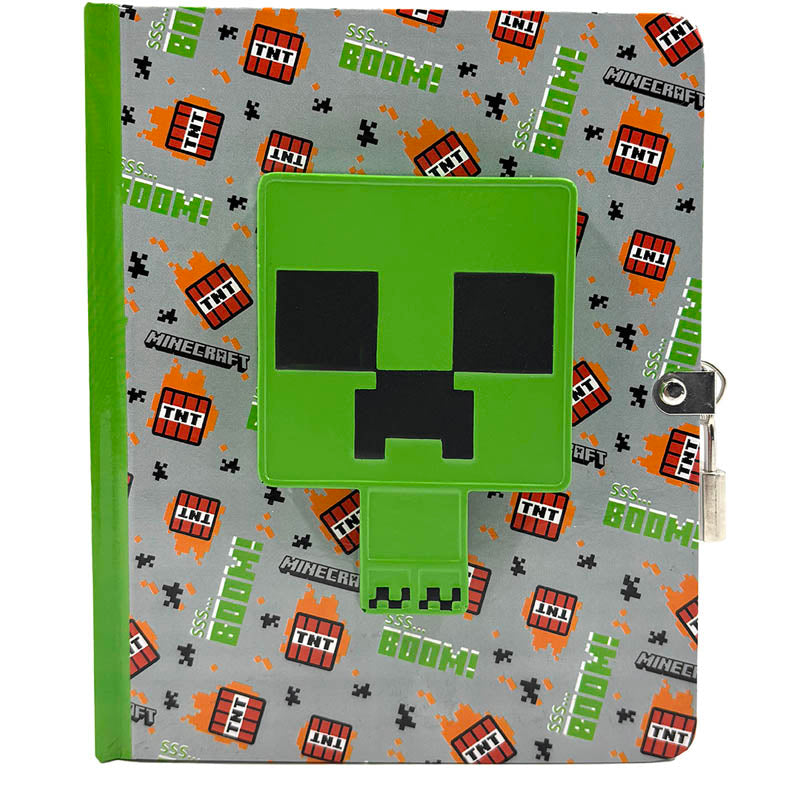 Minecraft Creeper Squishy Lock & Key Diary - Fun Stress Relief Toy for Kids & Teens, Perfect for School, Travel & Gaming Enthusiasts