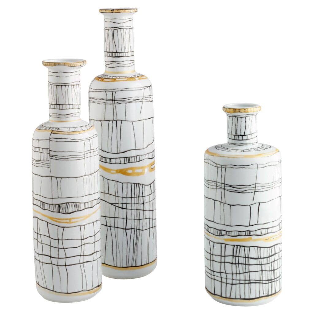 Cyan Design 11430 Lindus Vase - Black & White Medium Ceramic Vase for Home Decor, Wedding Centerpiece, or Floral Arrangements