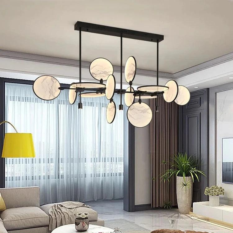 Lesley Modern Art Glass Disc Chandelier - Elegant Ceiling Light Fixture for Dining Room, Living Room & Bedroom Decor