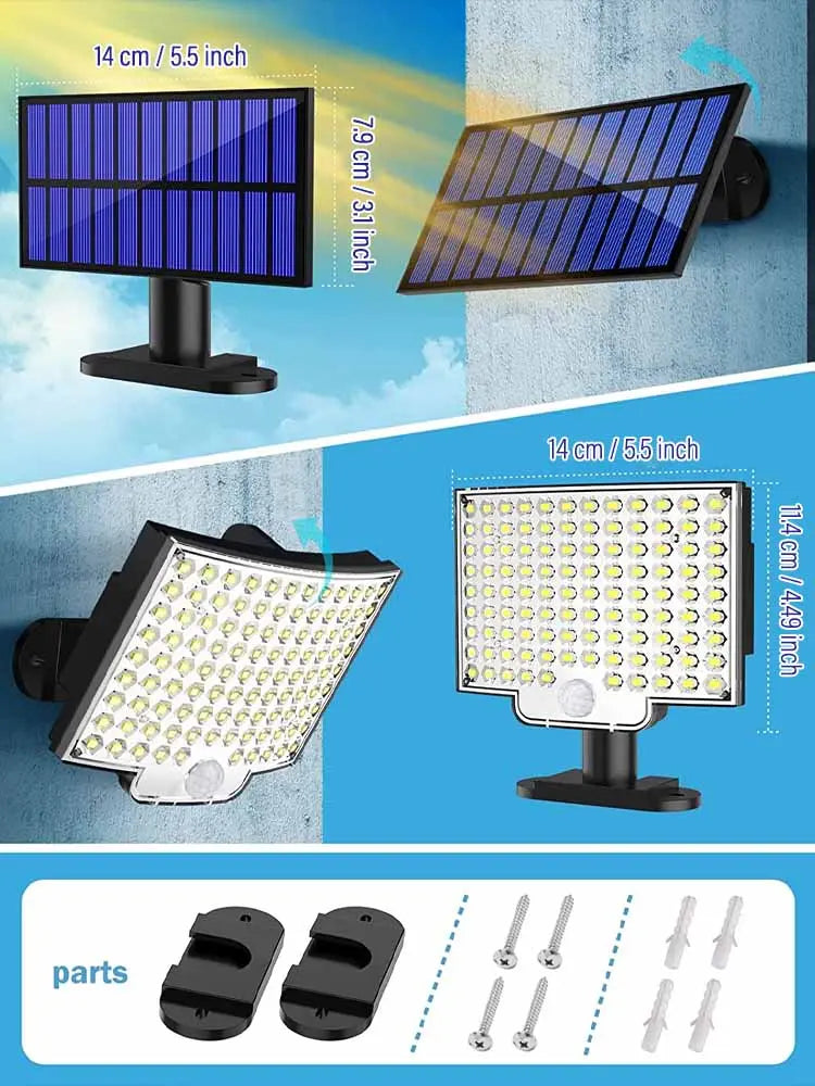 Solar Powered Outdoor Wall Lights with Extendable Arm - Waterproof & Motion Sensor for Garden, Patio, and Pathway Lighting