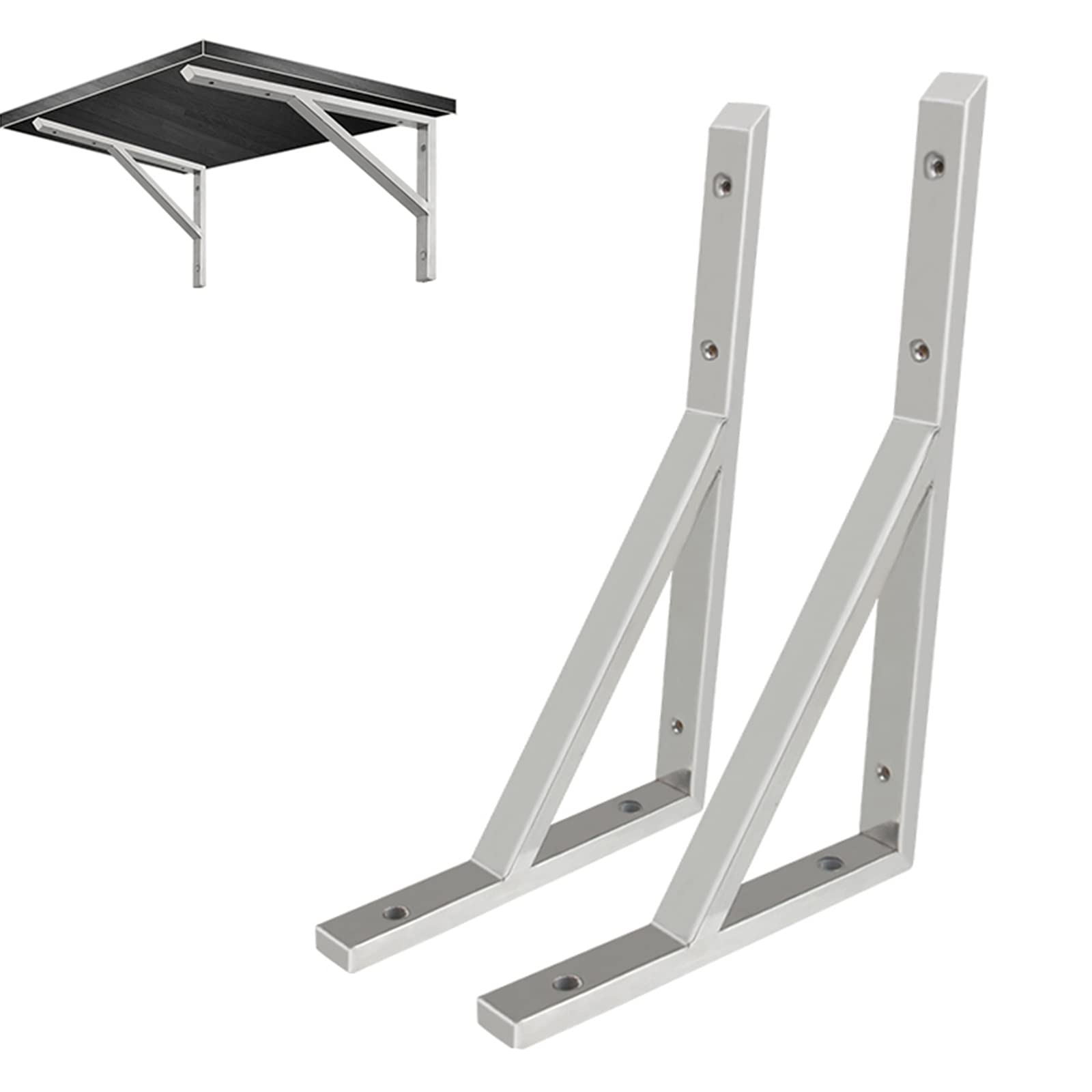 Heavy Duty Shelf Brackets 2 Pack - 150kg Load Capacity Metal Wall Brackets for Floating Shelves - 16/18/20/22 Inch Triangle Shelving Brackets with Hardware - Perfect for Home Storage, Garage Organization & Display Shelves