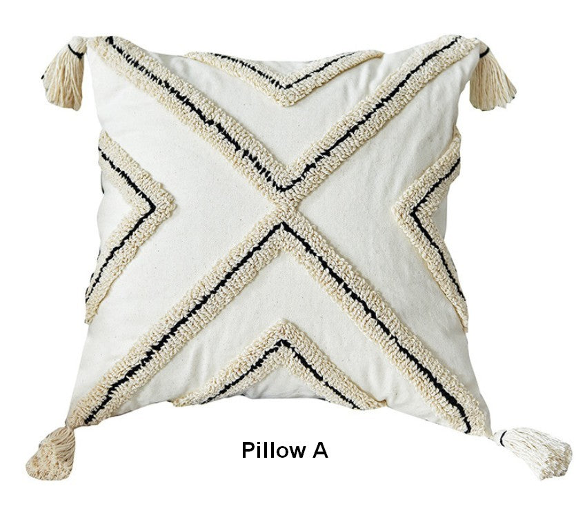 Modern Geometric Square Throw Pillows for Couch - Beige Decorative Cushion Covers - Contemporary Home Decor Accent Pillows for Living Room, Bedroom & Interior Design