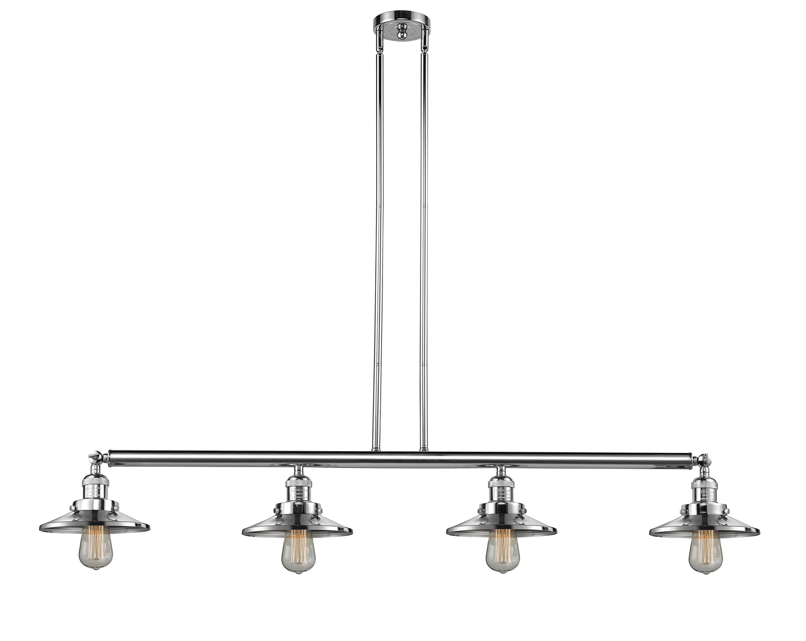 214-PC-M7-LED 3-Light Railroad Island Pendant Light in Polished Chrome - Perfect for Kitchen Islands, Dining Rooms, and Entryway Lighting