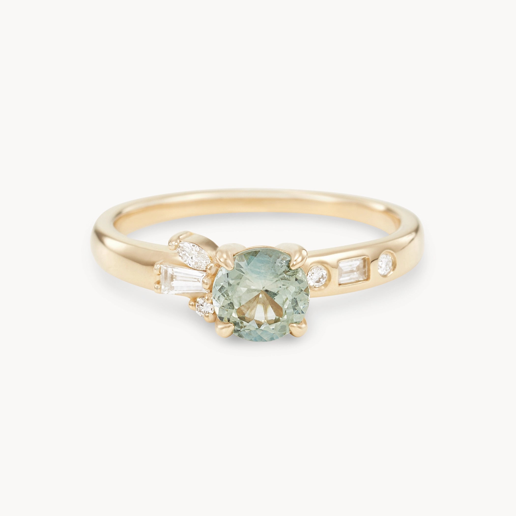 Unique Wild Lover’s Path Ring - 14K Yellow Gold with Round Sapphire Gemstone | Perfect for Anniversary Gifts, Engagement & Romantic Occasions