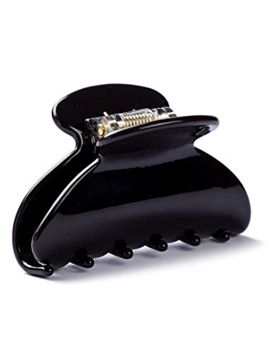 Prettyou Handmade Celluloid Acetate French Hair Clips - Tortoise Shell Hair Claws for Women - Luxury Fashion Hair Accessories (Classic Black) | Perfect for Weddings, Parties & Everyday Elegant Styling