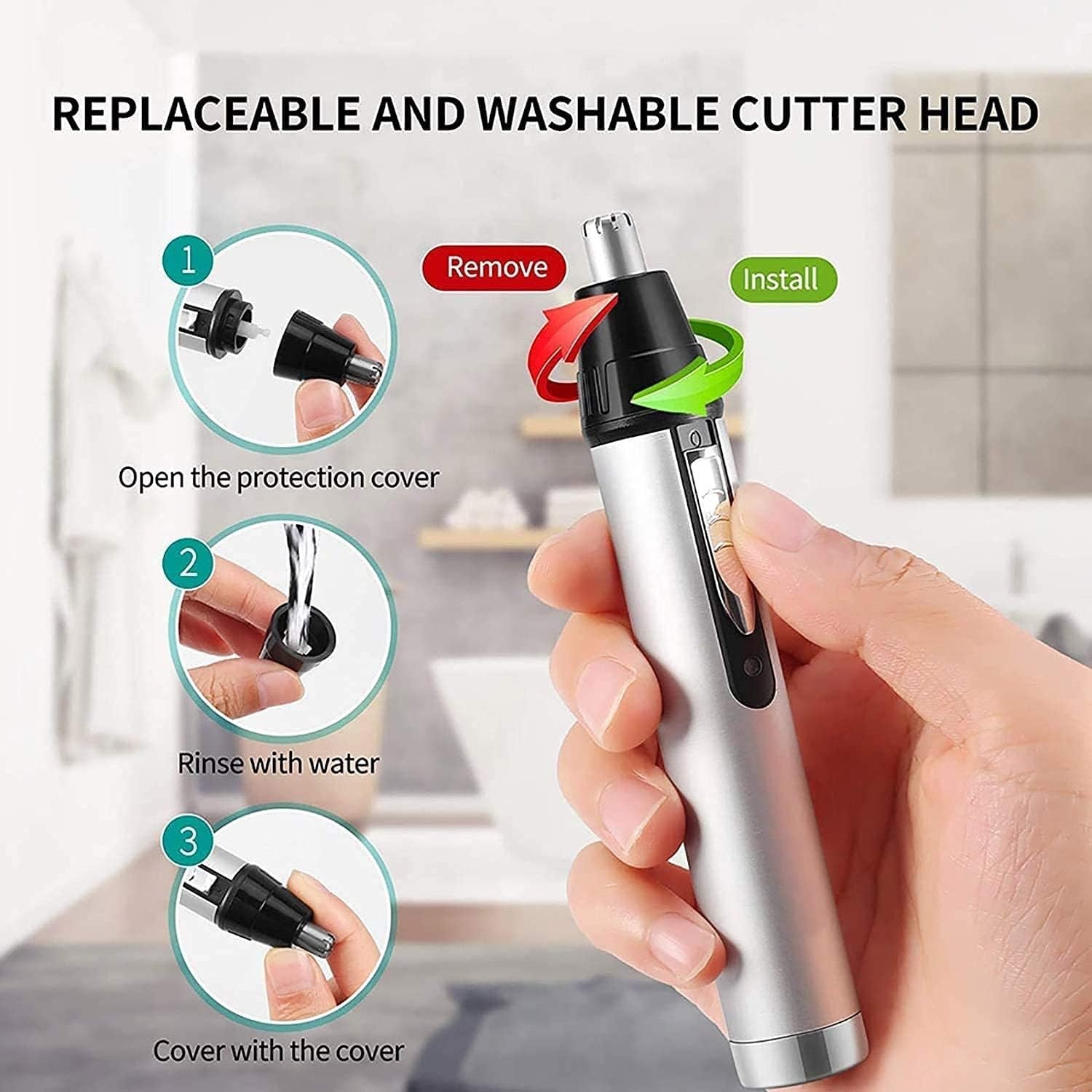 KouRy Professional Painless Nose Hair Trimmer for Men - USB Rechargeable 4-in-1 Grooming Kit with Ear Hair Trimmer - Waterproof & Hypoallergenic - Perfect for Travel, Home & Office Use - Ideal Gift for Dad, Husband & Boyfriend