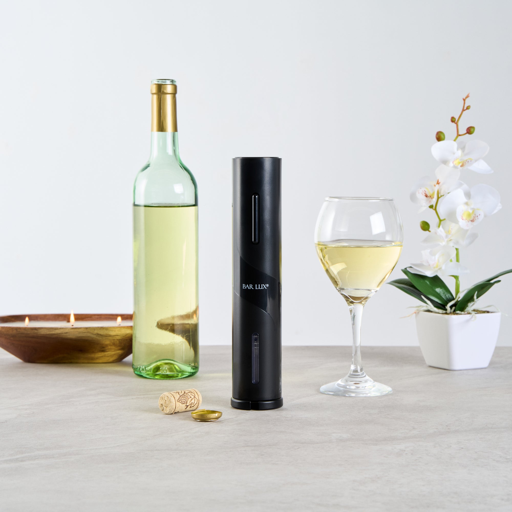 Premium Black Electric Wine Opener with Foil Cutter - Battery Operated Corkscrew for Easy Opening - Perfect for Dinner Parties, Gifts & Home Bars (1 Count)