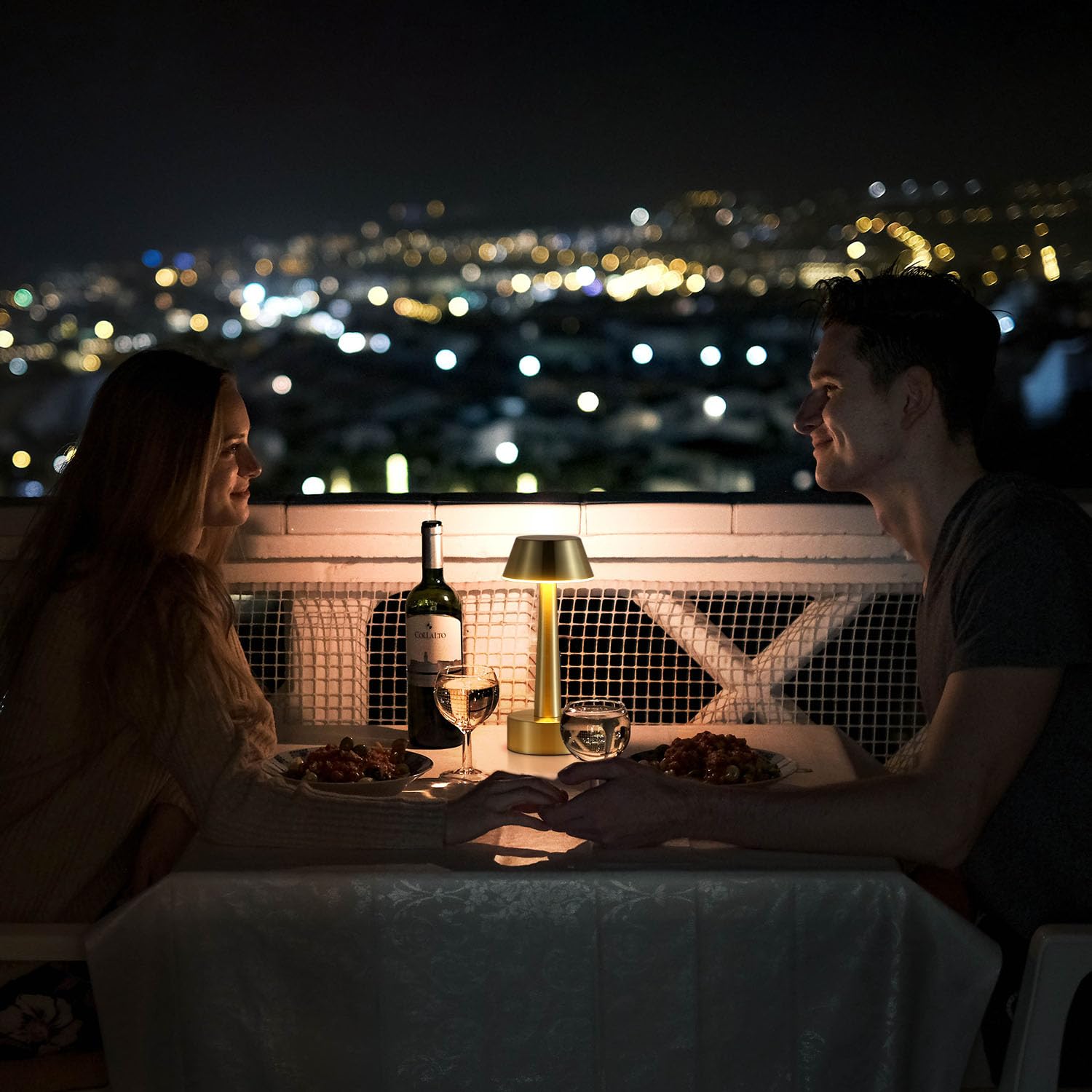 UMEXUS Gold Cordless Rechargeable Table Lamp - 3-Way Dimmable Touch Control Mini Night Light for Bedroom, Bar, Restaurant & Outdoor Use | Portable Battery Operated Metal Desk Lamp for Home Decor & Ambient Lighting