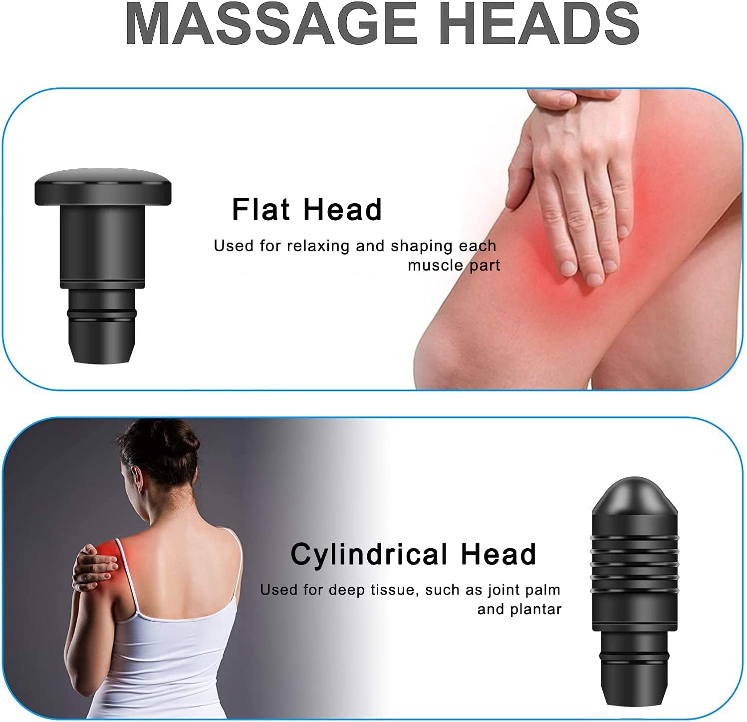 Mebak 3-in-1 Electric Massage Heads for Neck, Shoulder & Back Pain Relief - Rechargeable Deep Tissue Massager for Home & Office Use