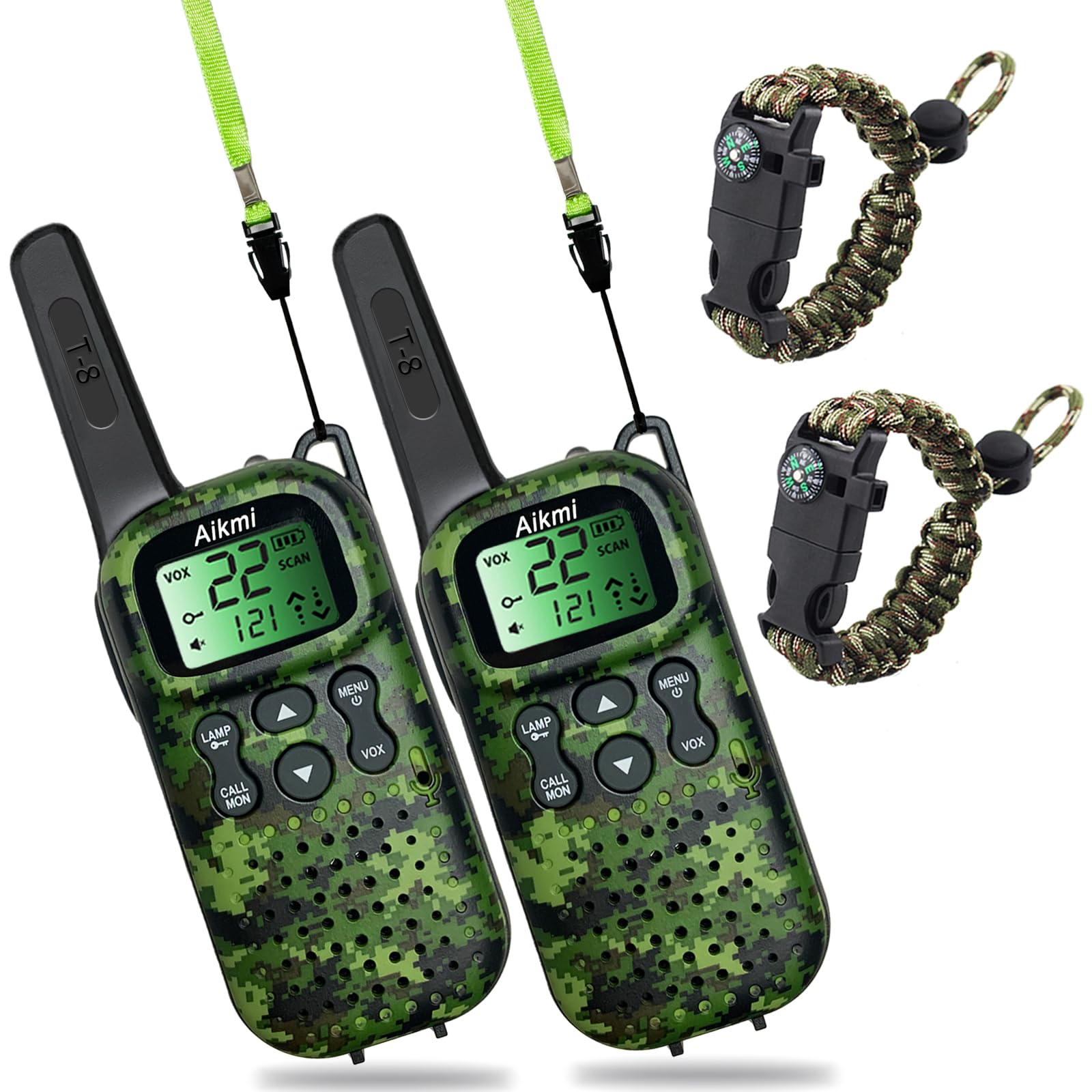 Kids Walkie Talkies for Boys Age 6-8 - Outdoor Pretend Play Toy Set for Police, Military & Spy Adventures - Durable Camping Gear for Birthday Gifts & Christmas Presents (Green) - Perfect for Backyard Exploration, Camping Trips & Adventure Playdates