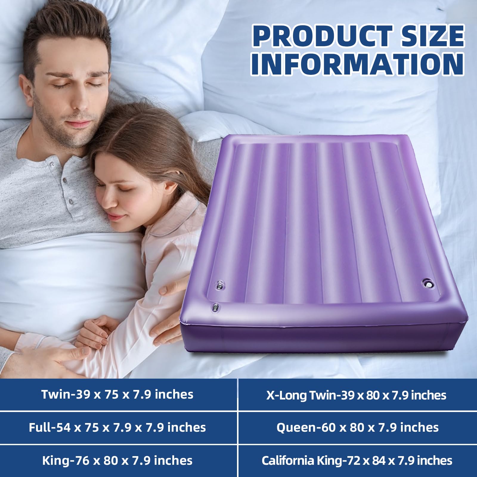 Ergonomic PVC Water Bed Mattress - Medium Wave, 50% Full, Double Exhaust Holes | Durable & Foldable Softside Waterbed Set (Twin 39x75) for Home, Dorm, or Guest Room Relaxation