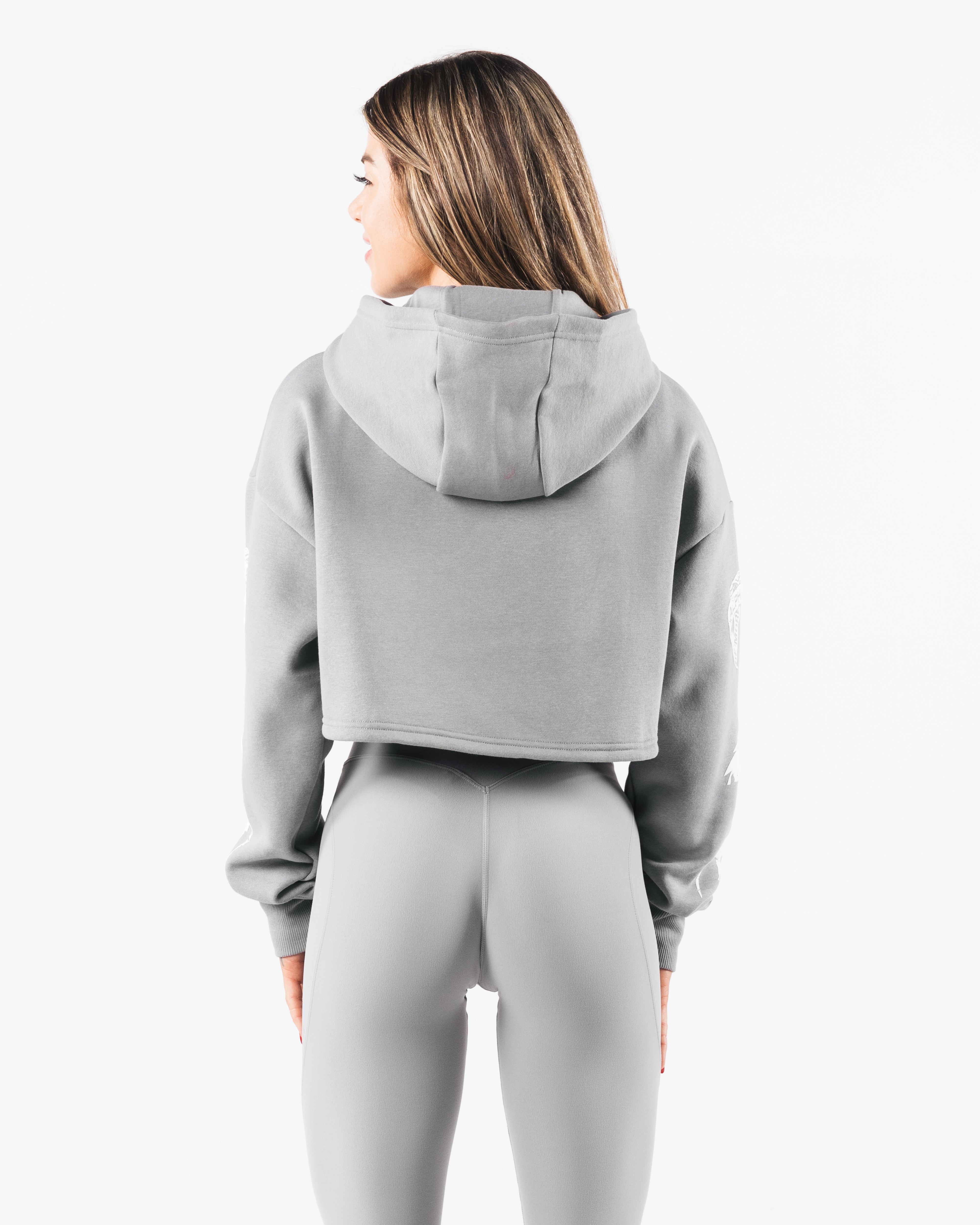 Trilogy Crop Hoodie for Women - Soft & Stylish Grey Pullover | Perfect for Gym, Yoga & Casual Wear
