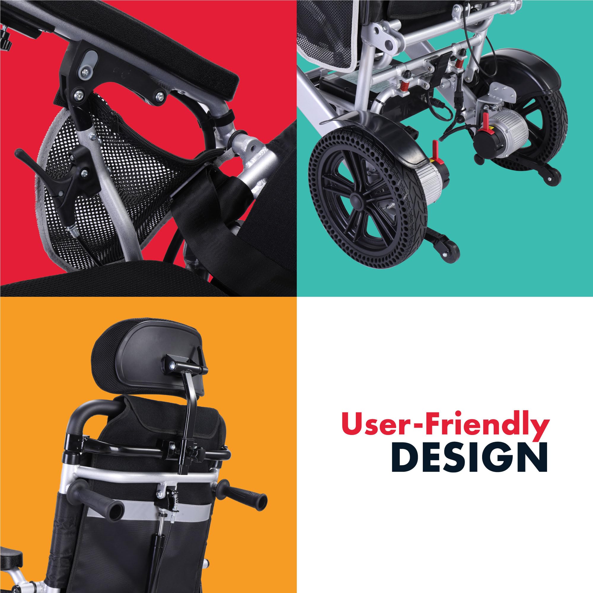 Klano BC8000 Electric Wheelchair for Adults - All-Terrain Foldable Power Wheelchair with Reclining Seat & Headrest | 64 lbs Lightweight | Ships from USA | Perfect for Outdoor Adventures, Travel & Daily Mobility
