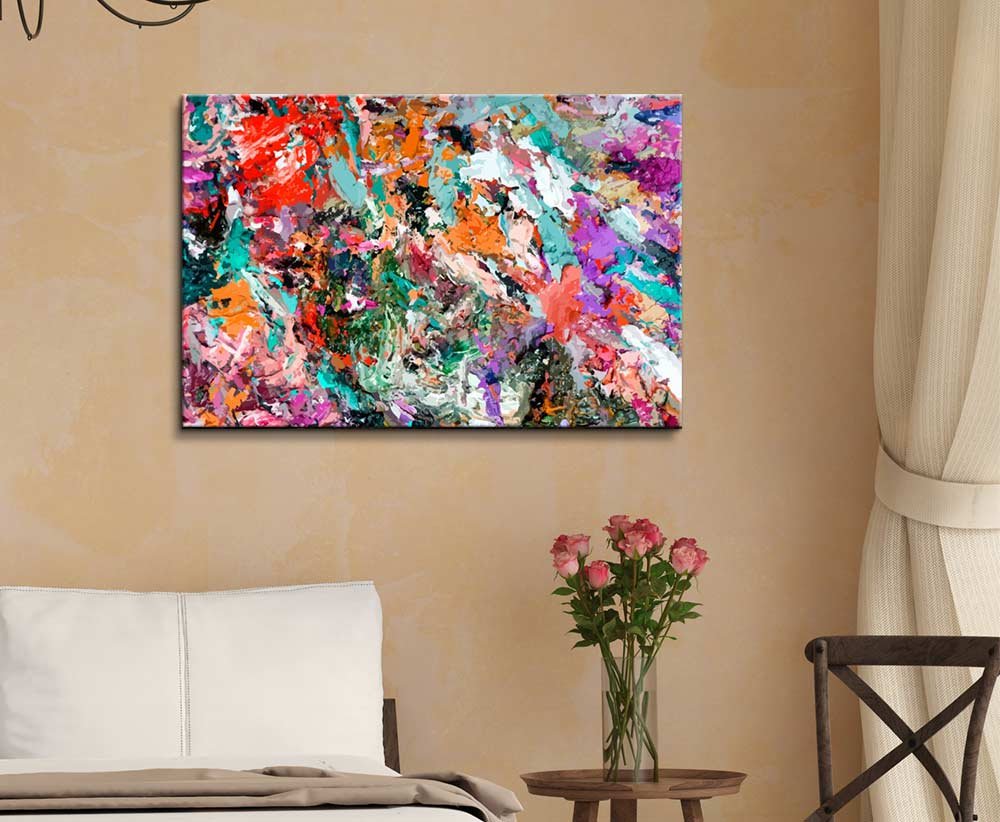 Abstract Dirty Acrylic Paint Grunge Canvas Wall Art - Modern Home Decor Stretched Gallery Wrap Giclee Print Ready to Hang (32x48 inches) - Perfect for Living Room, Bedroom & Office Decor