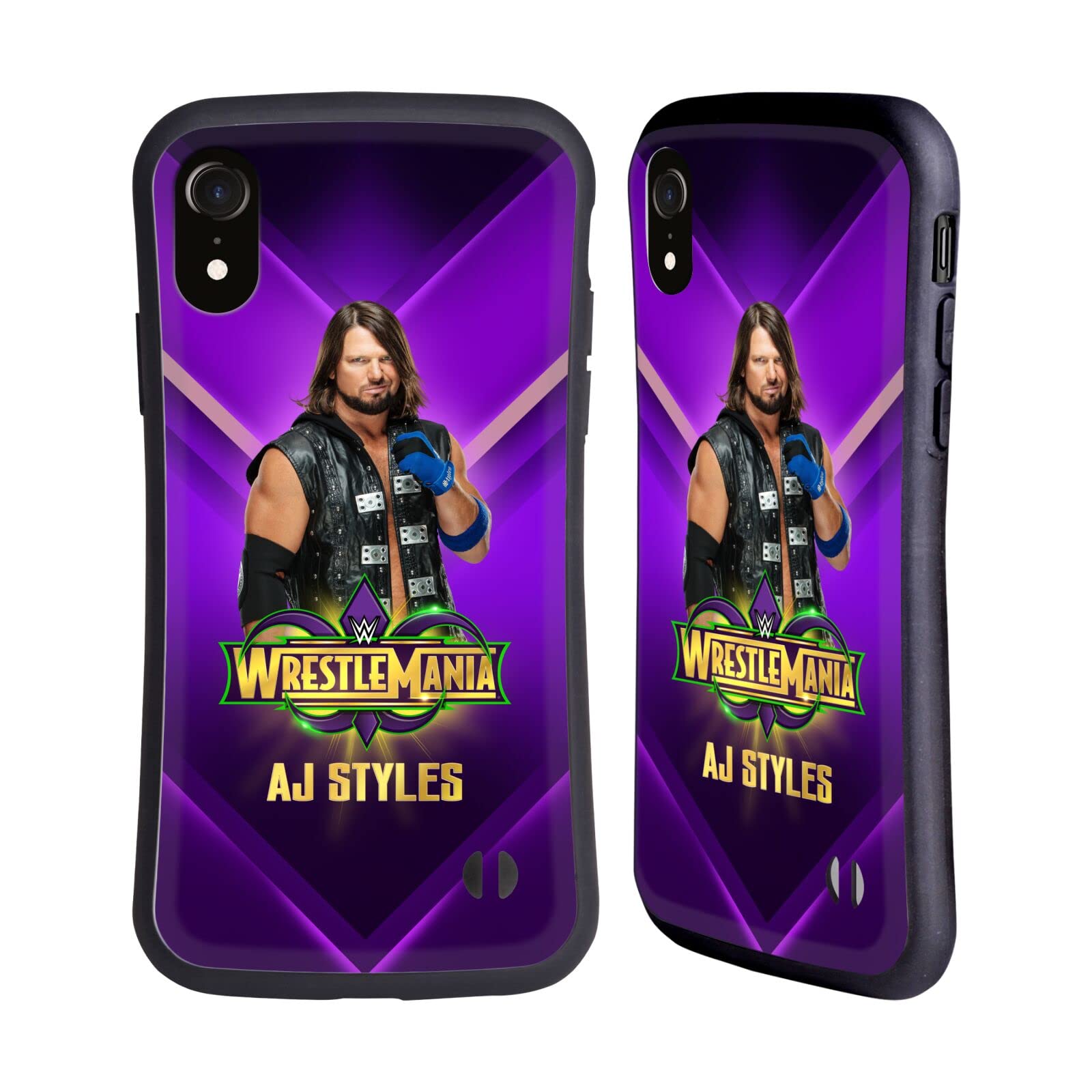 Official WWE AJ Styles Wrestlemania 34 iPhone XR Case - Premium Hybrid Protective Cover for Apple iPhone XR - Perfect for WWE Fans, Wrestling Enthusiasts & Collectors