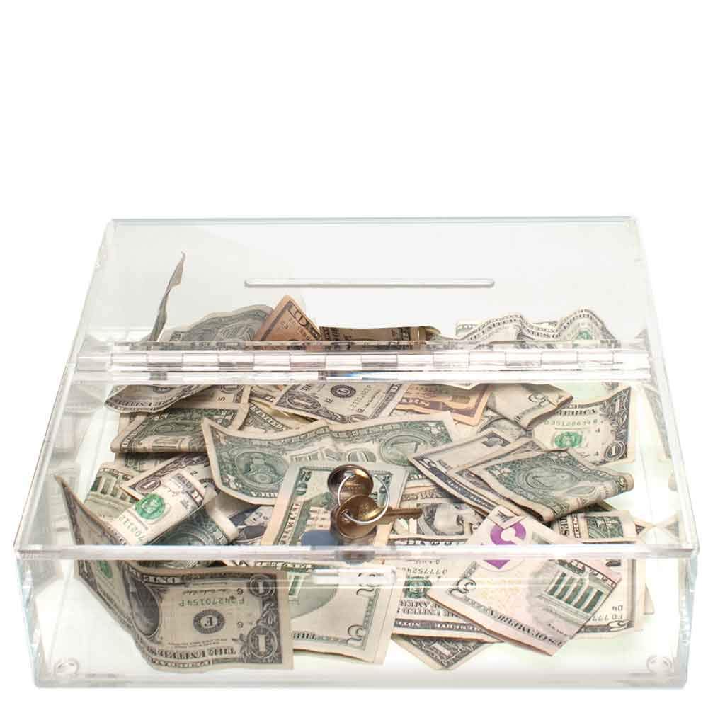 Clear Acrylic Countertop Tip Box with Lid - 12