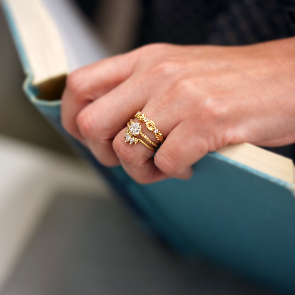 Evergreen Solitaire Ring - Dainty Minimalist 14K Gold Plated Ring for Women - Perfect for Everyday Wear, Anniversary & Wedding Gifts