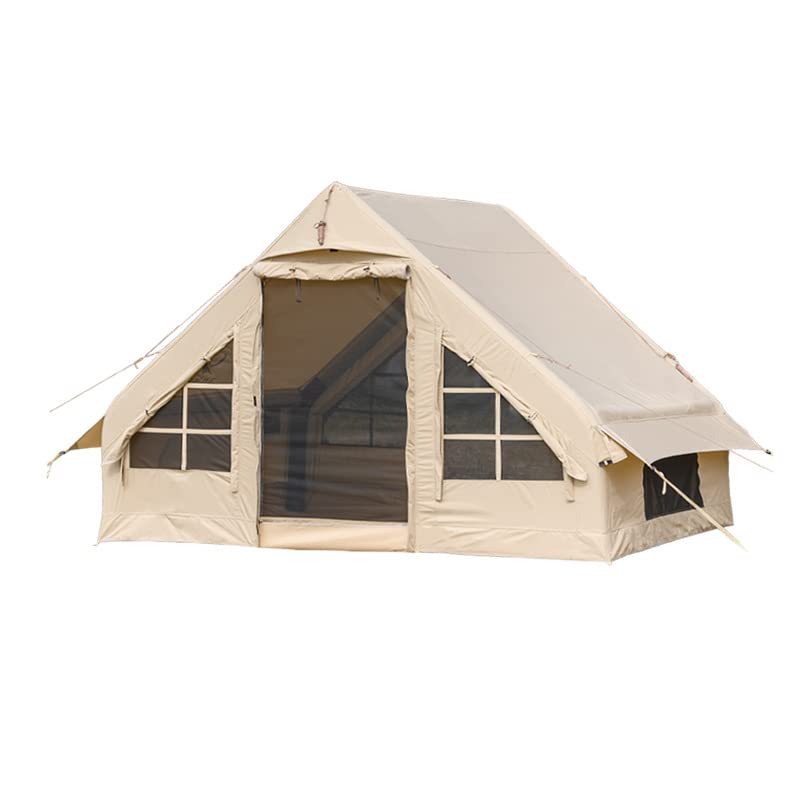 Inflatable Glamping Tent - Waterproof & Breathable Canvas Bell Tent for 2-8 People, Easy to Assemble 4-Season Family Camping Tent for Outdoor Adventures, Hiking, and Backyard Getaways