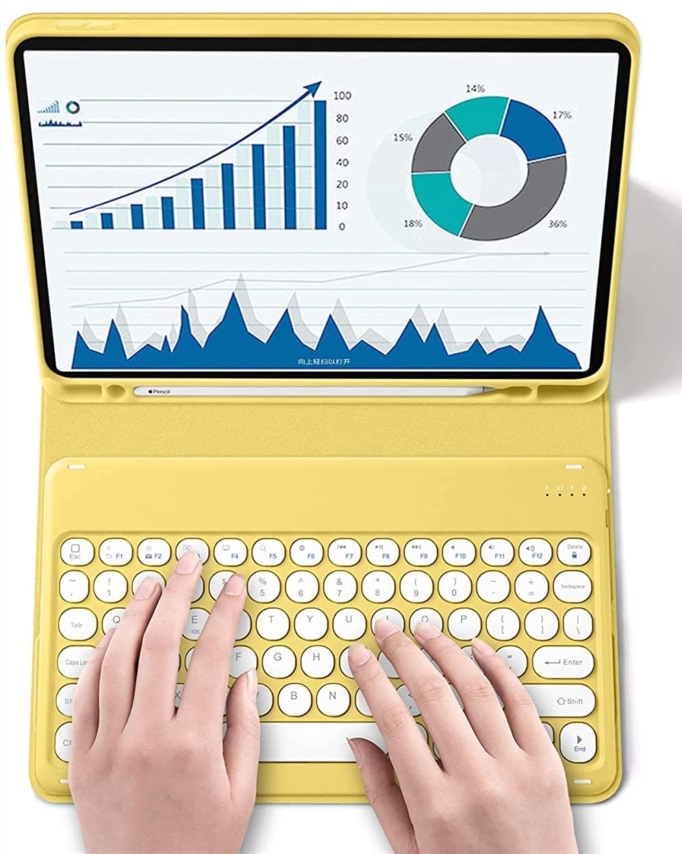 Wireless Bluetooth Keyboard Case for iPad Mini 5/4 (7.9 Inch) - Detachable Magnetic Keyboard with Soft Back Cover & Apple Pencil Holder | Perfect for Work, Travel & Study (Yellow)