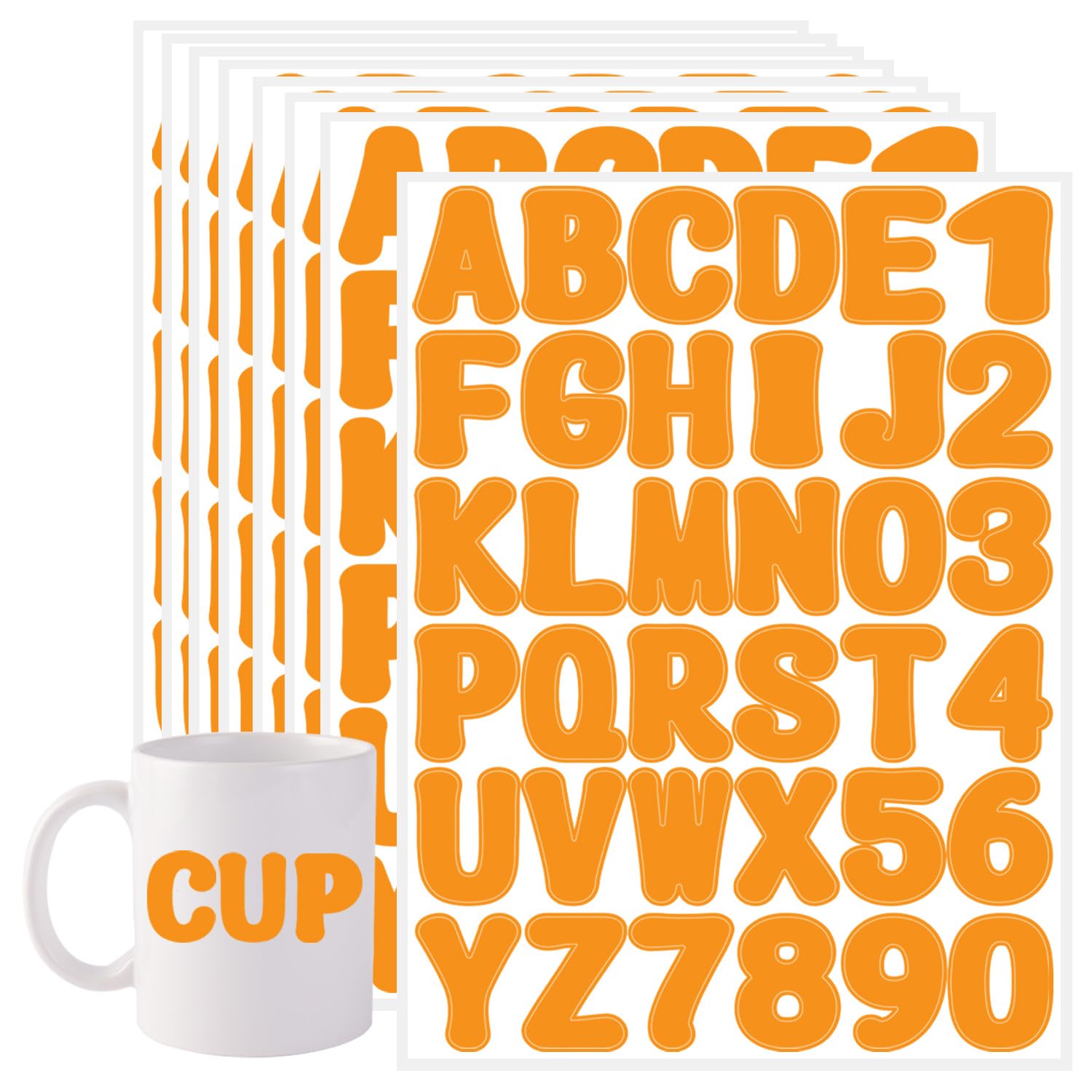 Starboling 2 Inch Orange Alphabet Stickers - 16 Sheets Self-Adhesive Vinyl Letter Stickers for Mailbox Numbers, Bulletin Boards, Classroom & Home Decor - Perfect for DIY Projects, Scrapbooking & Organizing