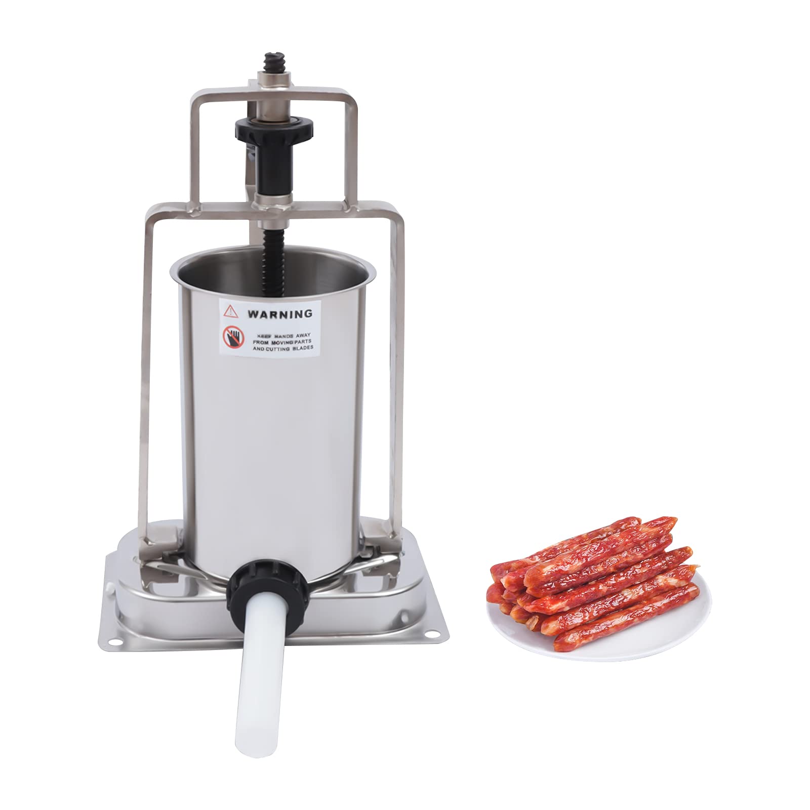 Stainless Steel Commercial Sausage Stuffer Machine - 2.3L Vertical Manual Meat Filler with 3 Stuffing Tubes | Easy to Clean Home Use Sausage Maker for Kitchen, Butcher Shop & BBQ Party Prep