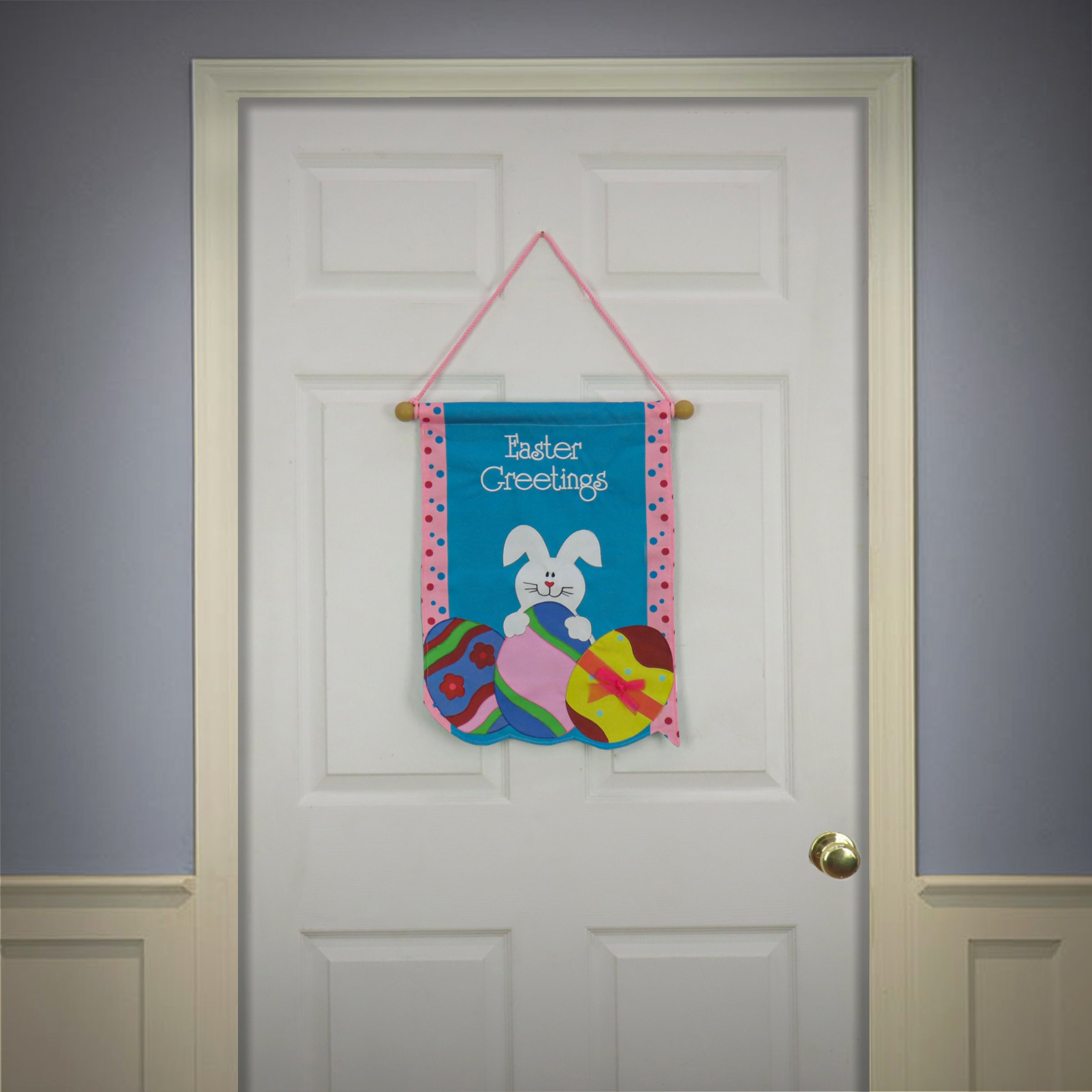 18 Inch Easter Greetings Hanging Banner Decoration - Colorful Spring Party Decor for Home, Classroom & Church Celebrations
