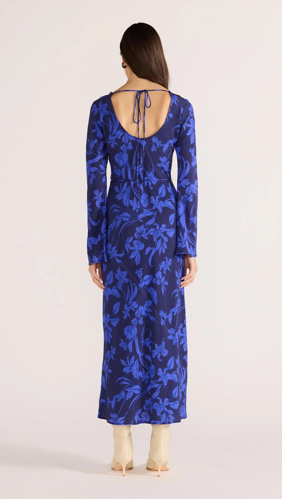 Gianna Blue Floral Long Sleeve Maxi Dress for Women - Elegant Flowy Midi Dress for Weddings, Parties & Special Occasions