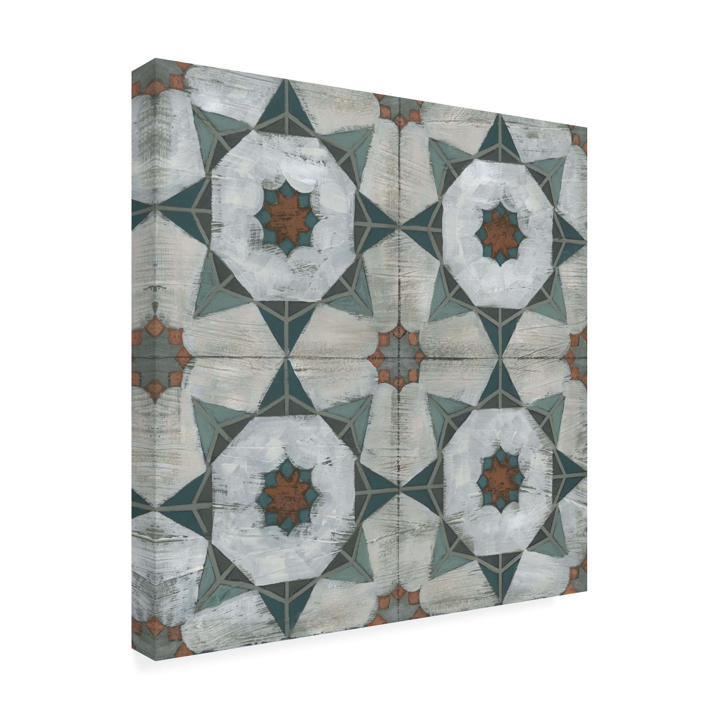 Trademark Fine Art 'Verdigris Tile II' Canvas Wall Art by June Erica Vess - 35x35 Inches, Modern Abstract Painting for Living Room, Bedroom & Office Decor