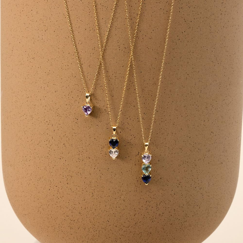 EVE'S ADDICTION Rose Gold Custom Heart Birthstone Necklace - Personalized Birthstone Jewelry for Women - Meaningful Gift for Mom, Wife, Daughter - Perfect for Mother's Day, Birthday, Anniversary & Special Occasions
