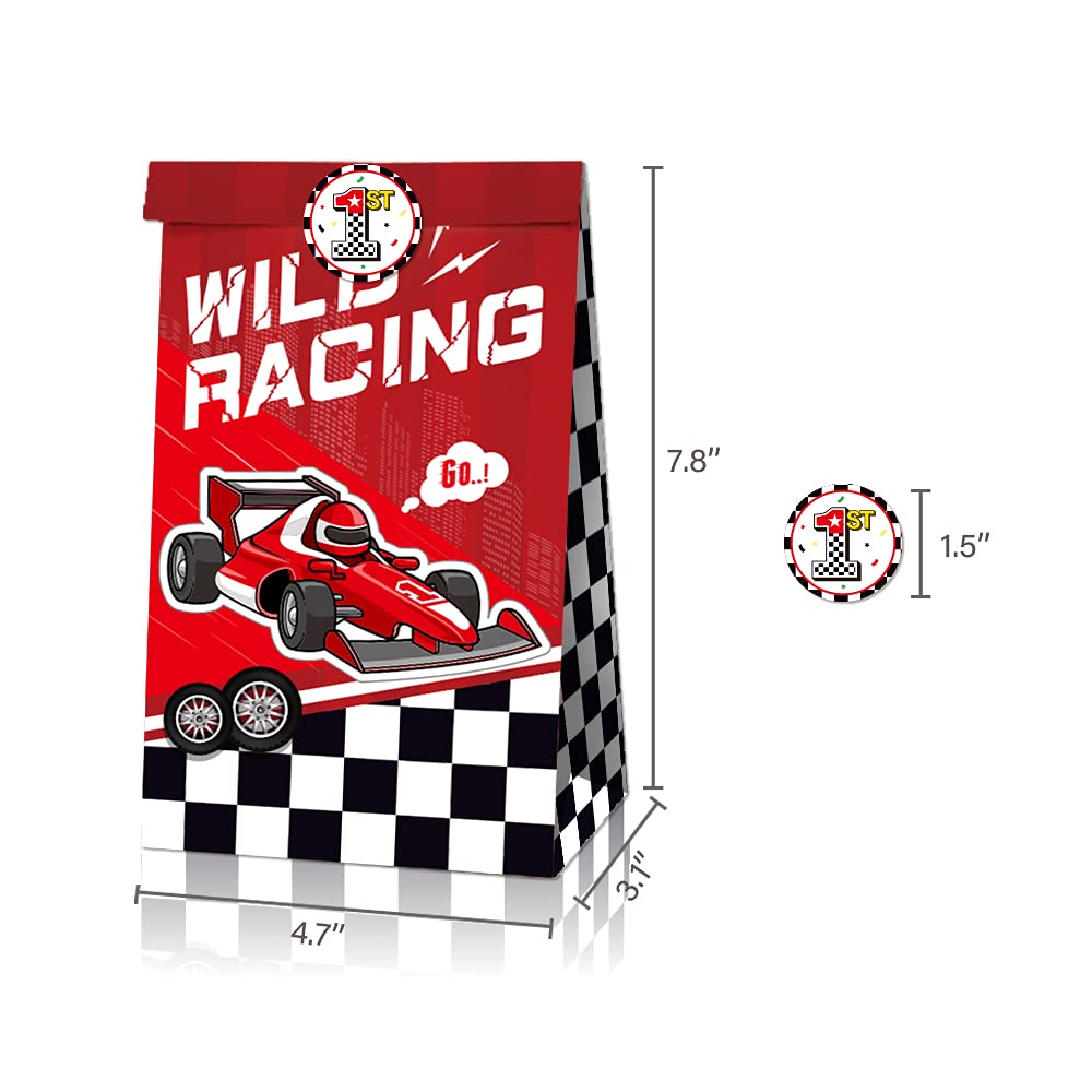 24-Pack Racing Party Favor Bags - Sports Car Themed Treat Bags for Cookies, Cakes, Candies & Snacks | Perfect for Birthday Parties, Graduations & Holiday Celebrations | Durable Paper Gift Bags for Kids & Adults