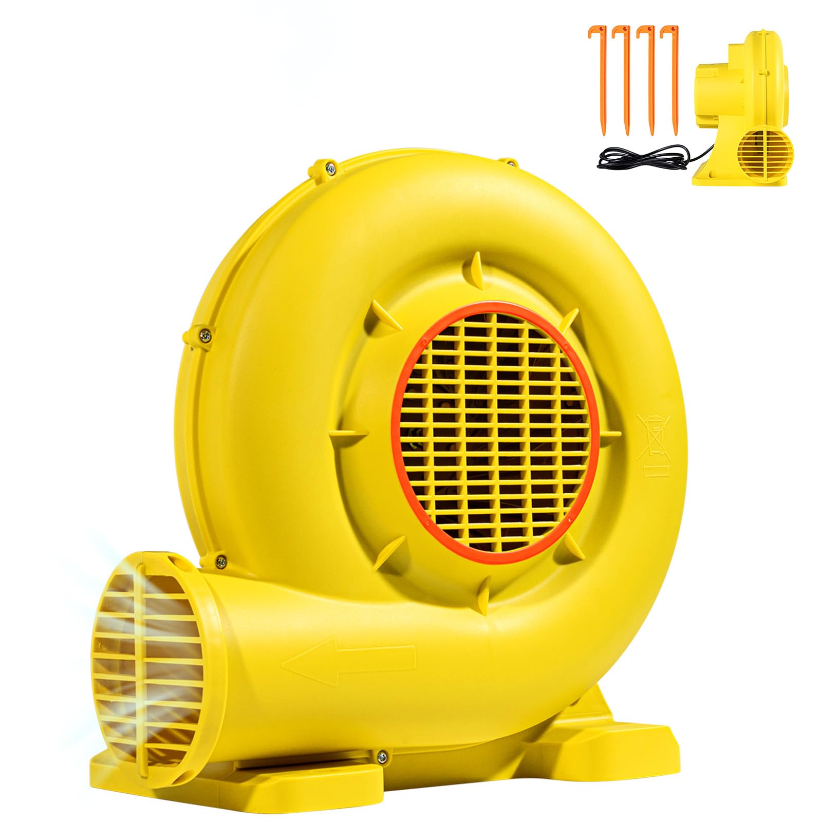 VEVOR 1200W High-Power Inflatable Air Blower - Fast Inflation for Pools, Air Mattresses, Bounce Houses & Outdoor Toys - Portable Electric Pump with 3 Nozzles for Home, Camping, and Party Use