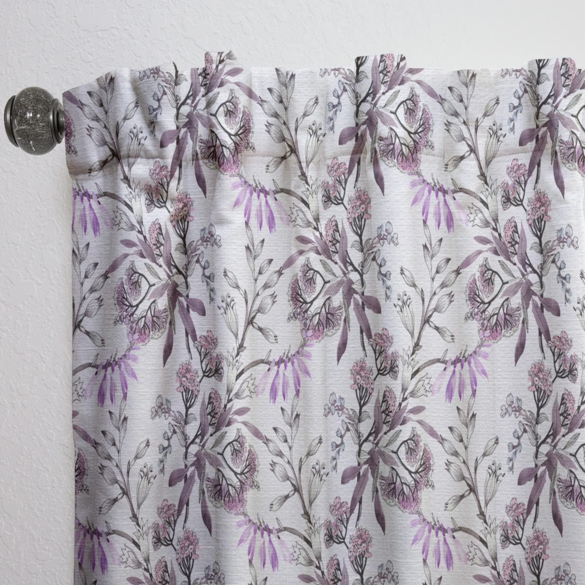 Hand Drawn Purple Flowers Thermal Insulated Curtains - 52x120 Single Panel for Bedroom & Living Room - Elegant Home Decor for Windows, Perfect for Privacy & Light Control