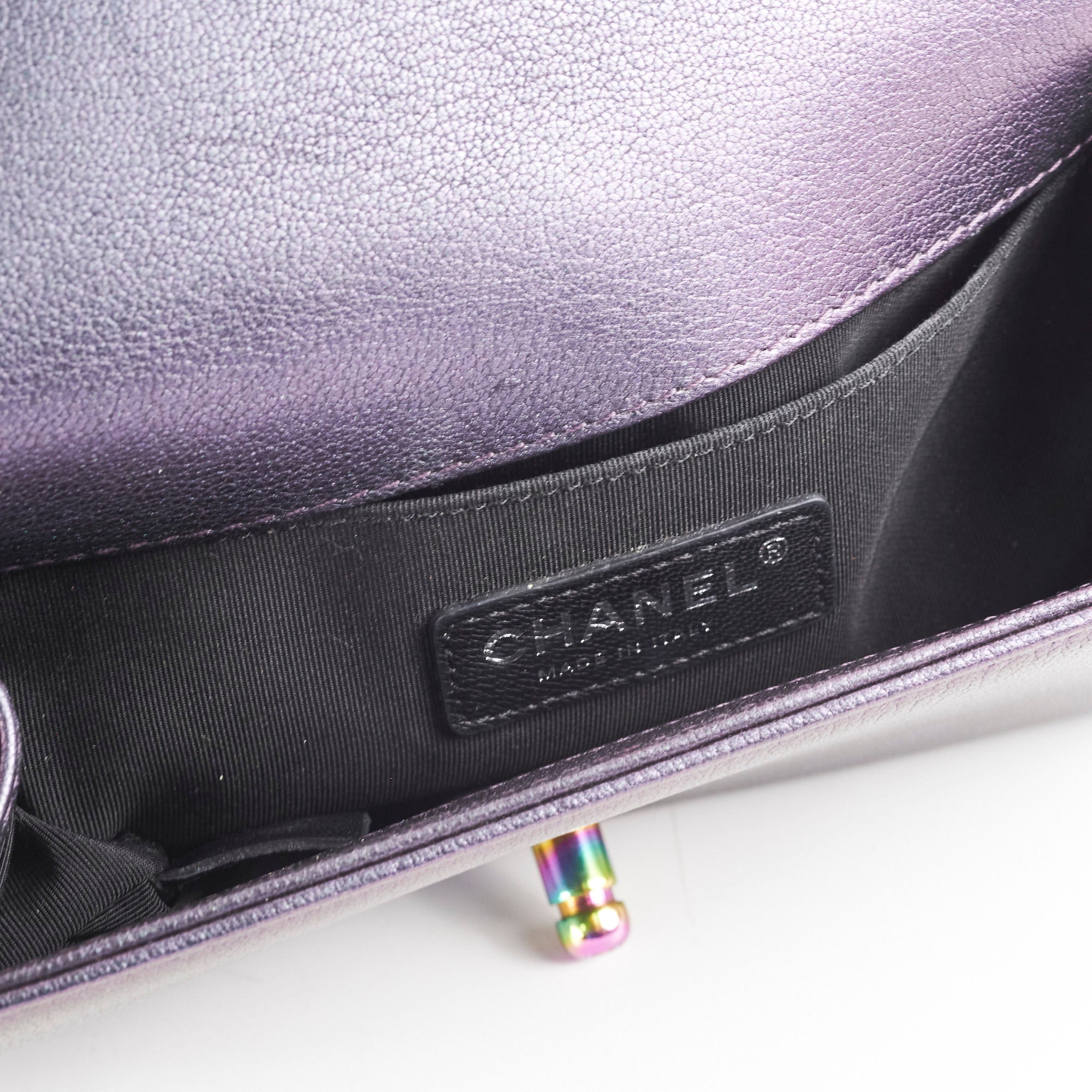 Chanel Small Boy Bag Mermaid Iridescent Purple Leather Crossbody Bag for Women - Perfect for Evening Parties, Date Nights & Luxury Fashion Accessories