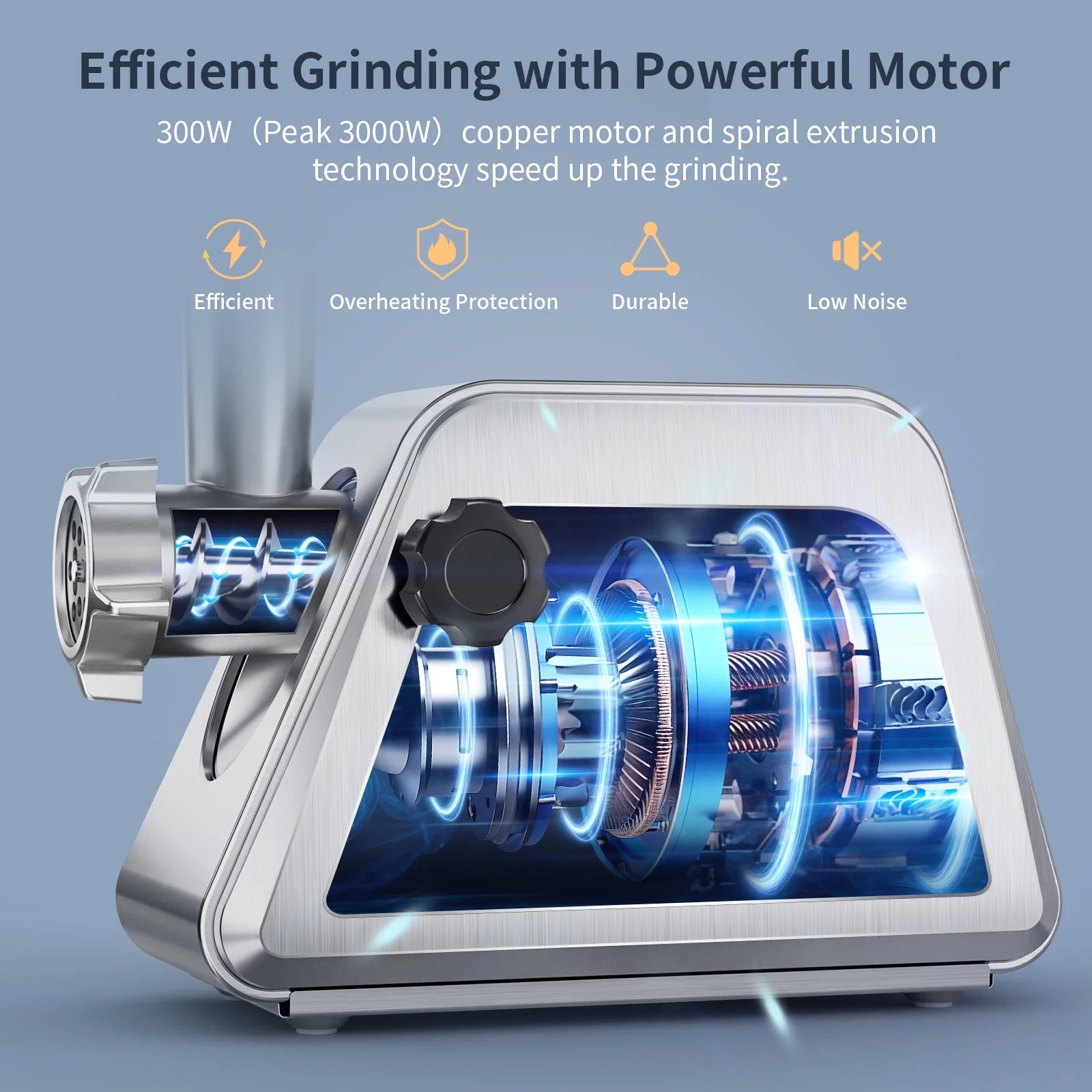 Premium Electric Meat Grinder - 3-in-1 Stainless Steel Mincer with 2 Blades & 3 Plates, Sausage & Kubbe Maker Kit for Home Kitchen & Commercial Use - Perfect for Ground Beef, Sausages, Burgers & Food Prep