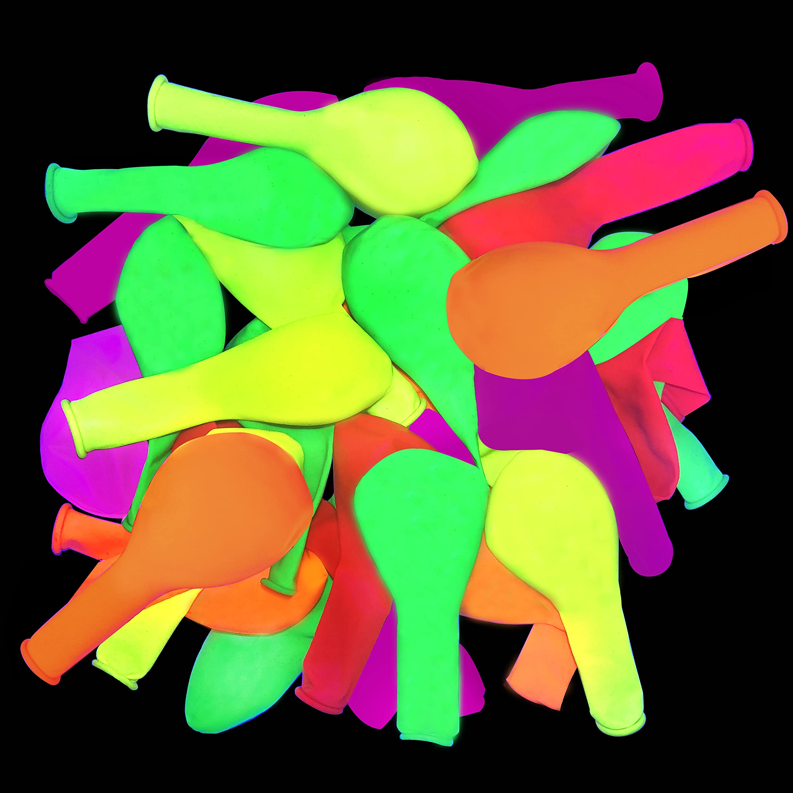 170-Piece 12-Inch UV Neon Glow Balloons - Fluorescent Latex Party Balloons for Birthday, Wedding & Blacklight Events - Glow in The Dark Party Decorations - Perfect for Nightclubs, Raves, Halloween & Glow Parties