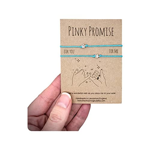 Pinky Promise Card & Matching Star Bead Wish Bracelet Set - Friendship Gift for Best Friends, Sisters, Couples - Perfect for Promises, Birthdays, Anniversaries & Special Occasions