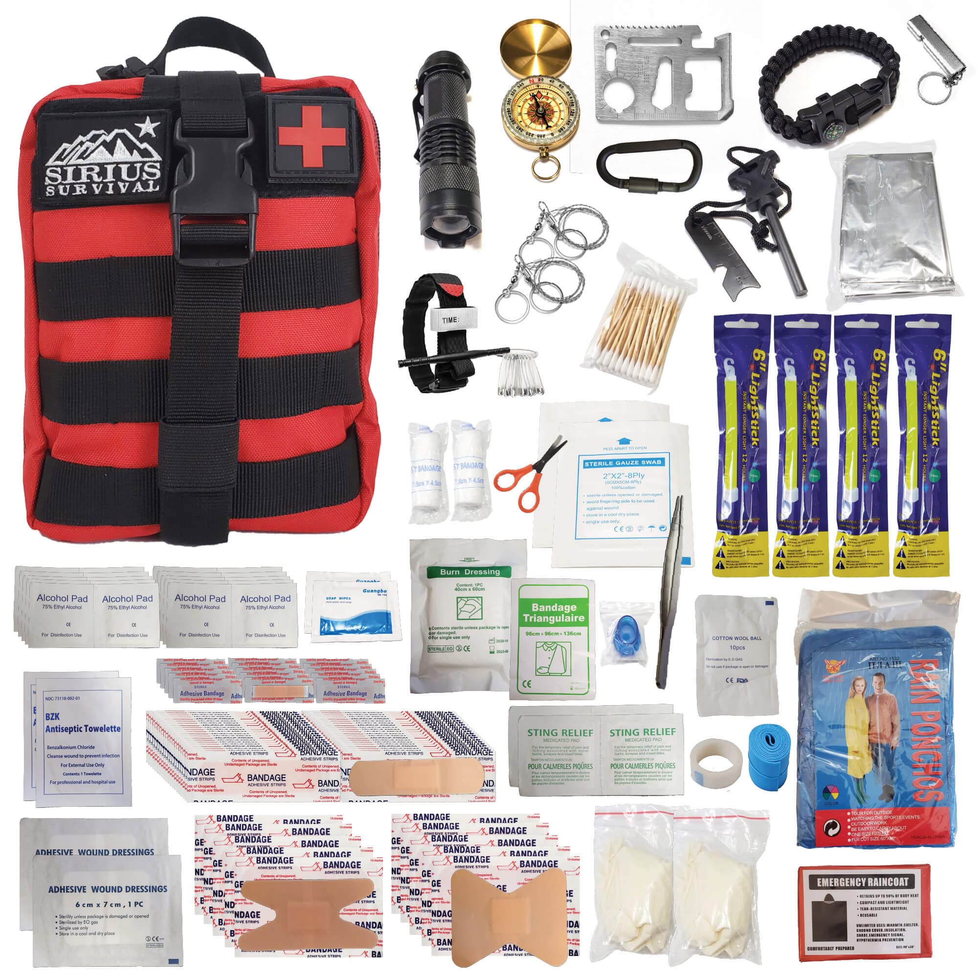 Premium 250-Piece MOLLE Survival & First Aid Kit - Tactical Emergency Trauma Bag for Camping, Hiking, Hunting, Car, Cabin | Perfect for Outdoor Adventures, Disaster Preparedness & Survival Situations