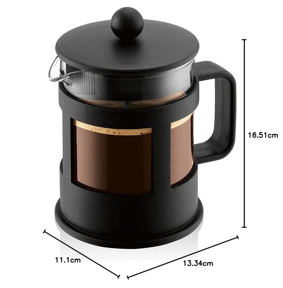 Bodum Kenya French Press Coffee Maker - 4 Cups (0.5L/17oz) Glass & Stainless Steel Plunger Pot - Perfect for Home, Office & Camping Brewing