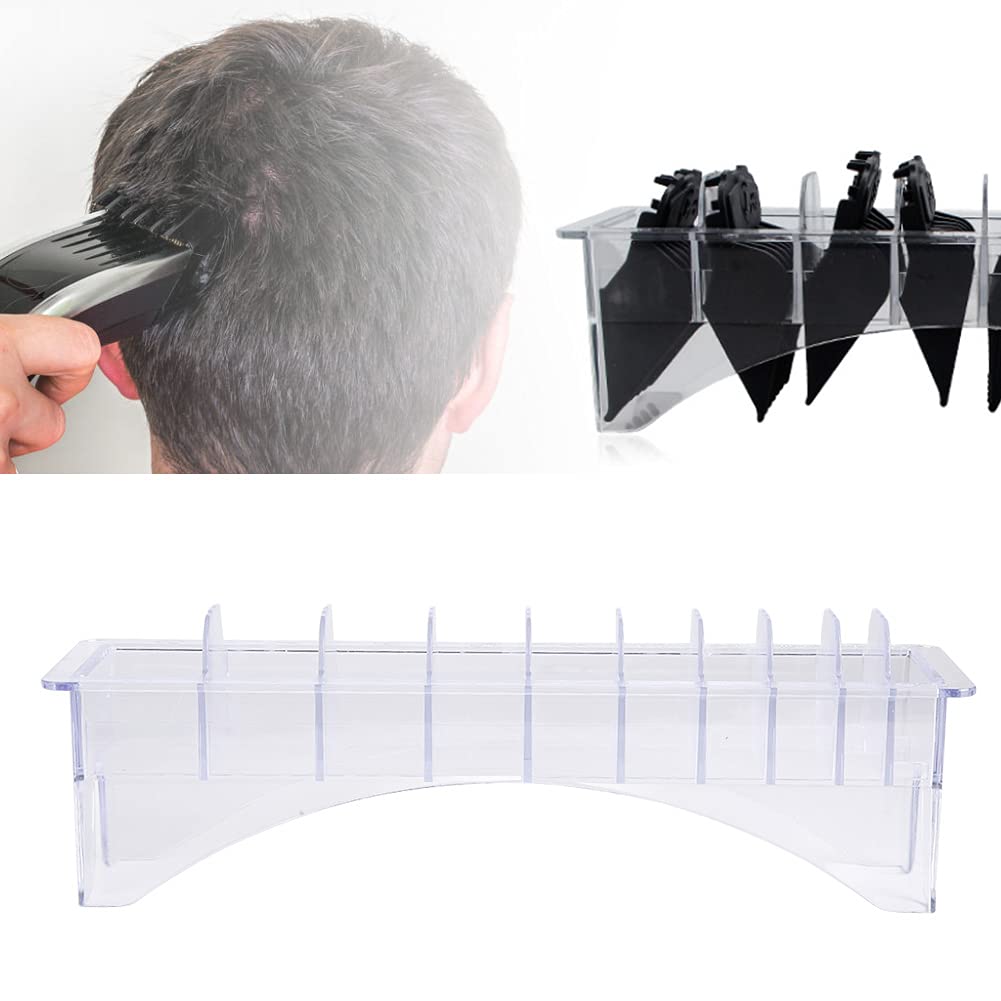 ANGGREK Hair Clipper Guard Holder & Storage Box - 10-Piece Clipper Comb Organizer with Positioning Caliper - Perfect for Barbershops & Home Hair Cutting Kits