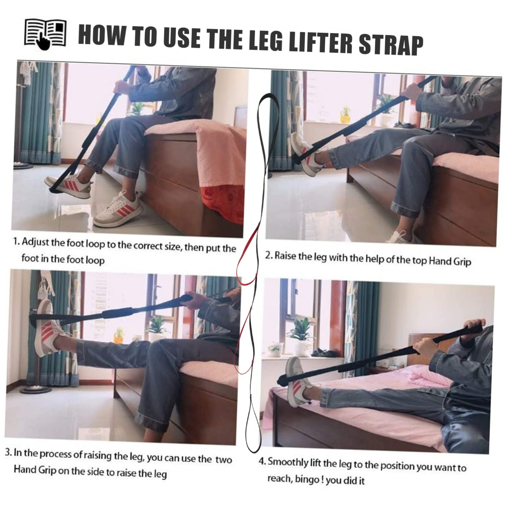 Healifty Leg Belt - Adjustable Exercise Leg Assist Strap for Knee & Foot Support - Physical Therapy, Yoga, Stretching & Mobility Training - Ideal for Seniors & Rehab