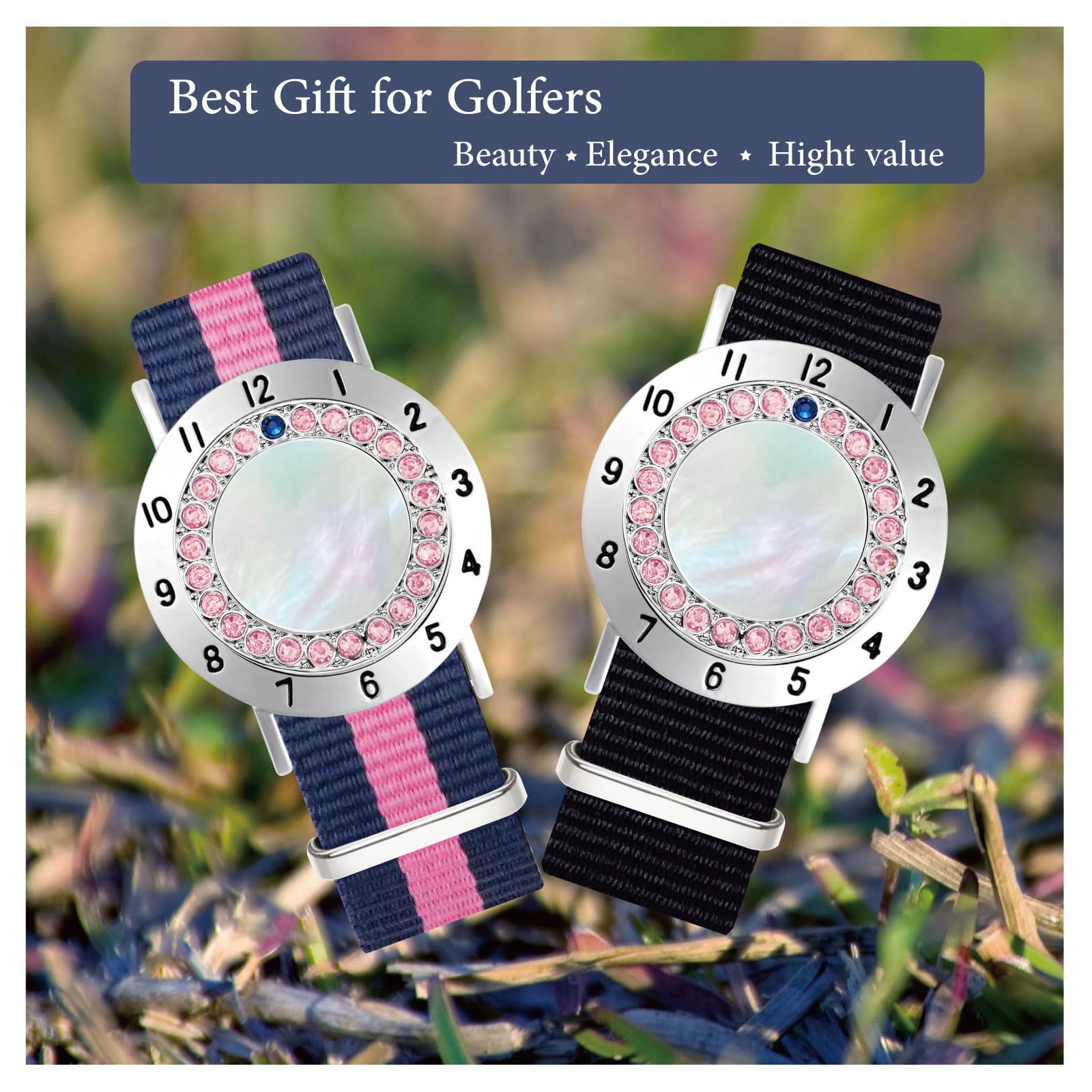 Pearl Crystal Golf Ball Marker with Stroke Counter Bracelet - Stylish Golf Accessories & Gifts for Women - Perfect for Tracking Scores on the Course & Golf Tournaments
