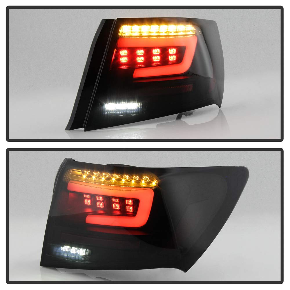 ACANII Black Smoked LED Tail Lights for 2008-2011 Subaru Impreza WRX 4-Door Sedan - High Performance Brake Lamps with Tube Design (Left+Right Pair) | Perfect for Night Driving & Car Customization