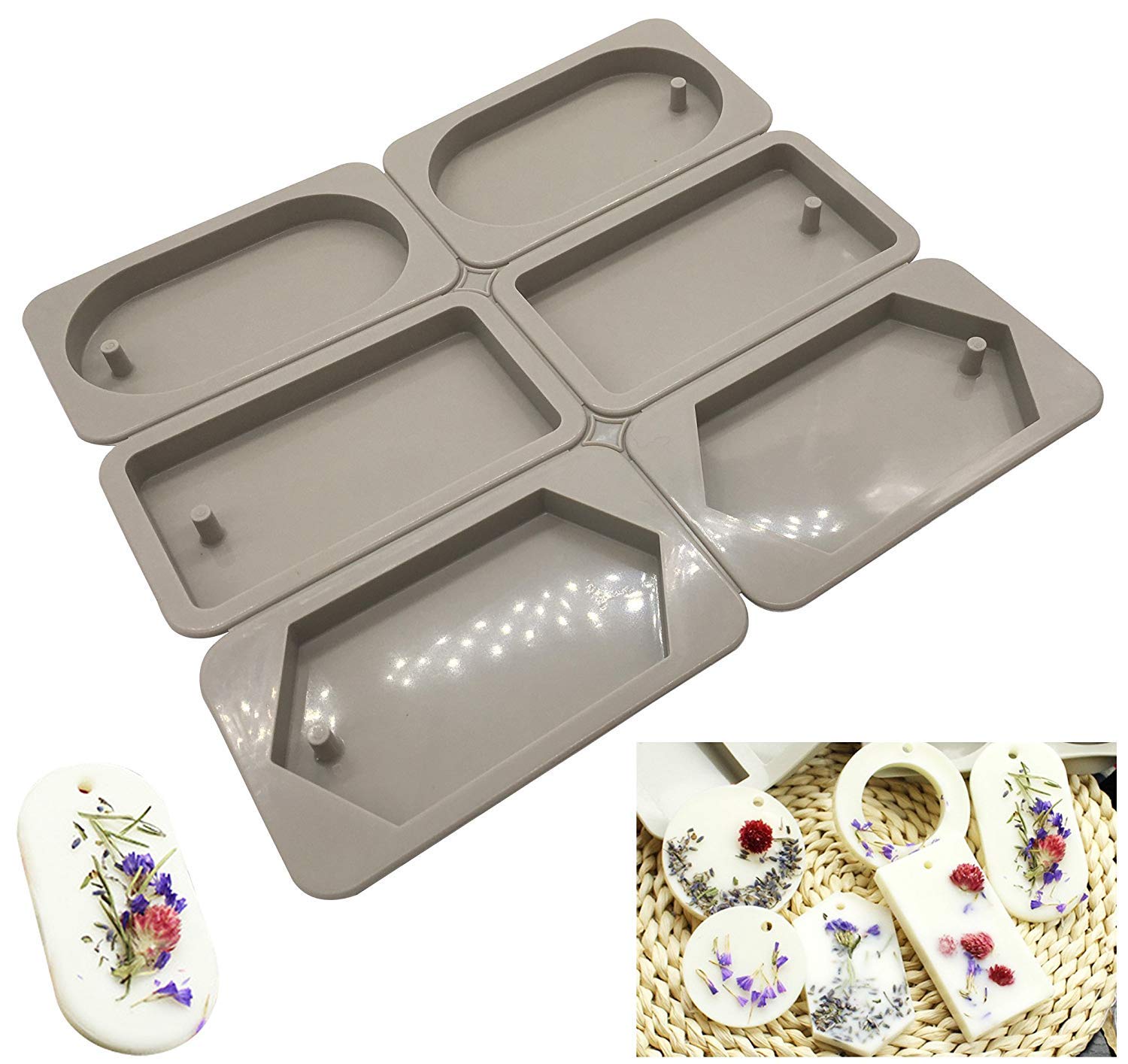 KOOTIPS Silicone Wax Molds for Resin Jewelry Making - DIY Craft Molds with Hanging Holes - Perfect for Earrings, Pendants & Charms Creation