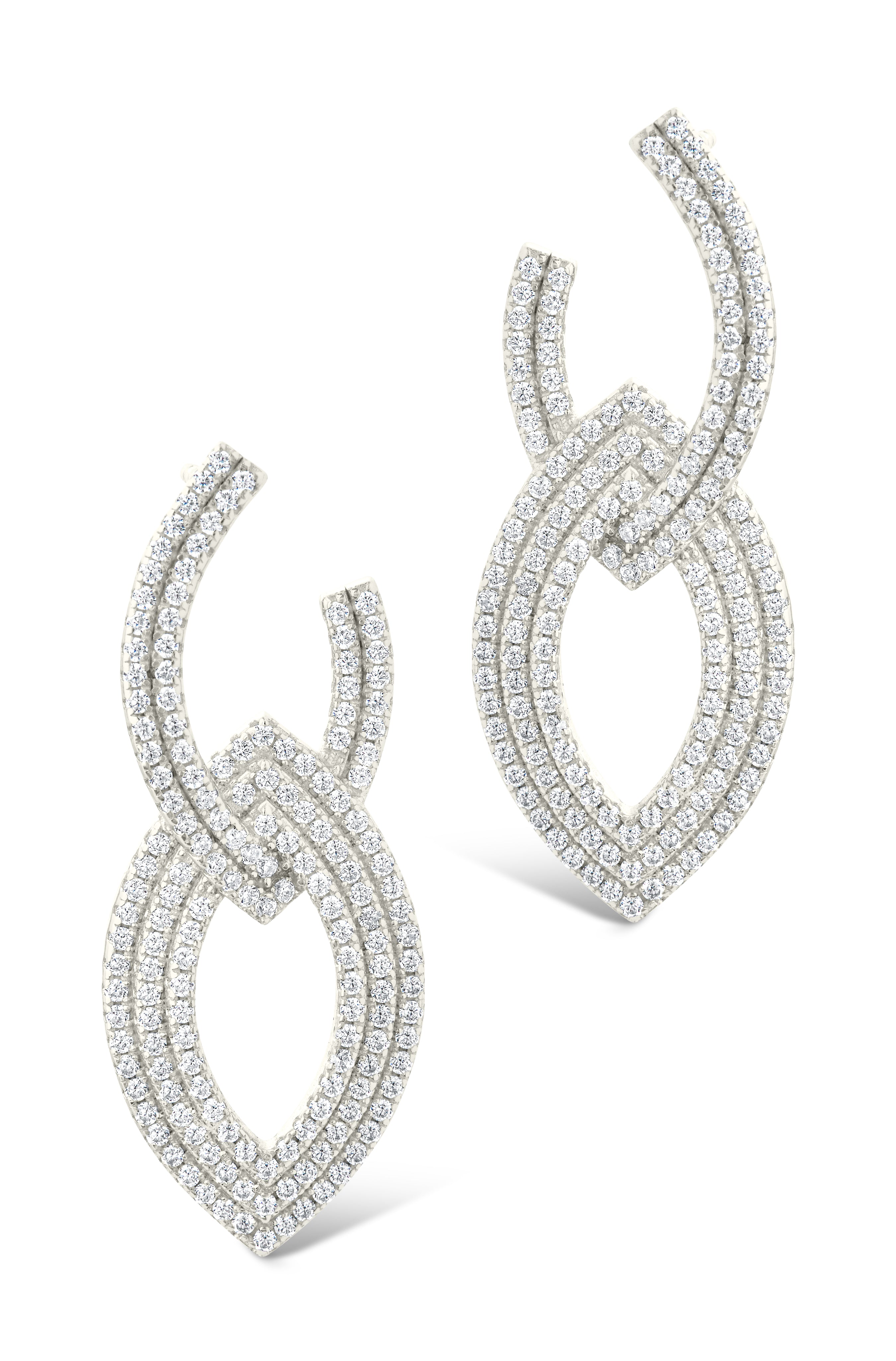Lilah CZ Interlocking Drop Stud Earrings for Women - Elegant Cubic Zirconia Dangle Earrings for Party, Wedding & Everyday Wear