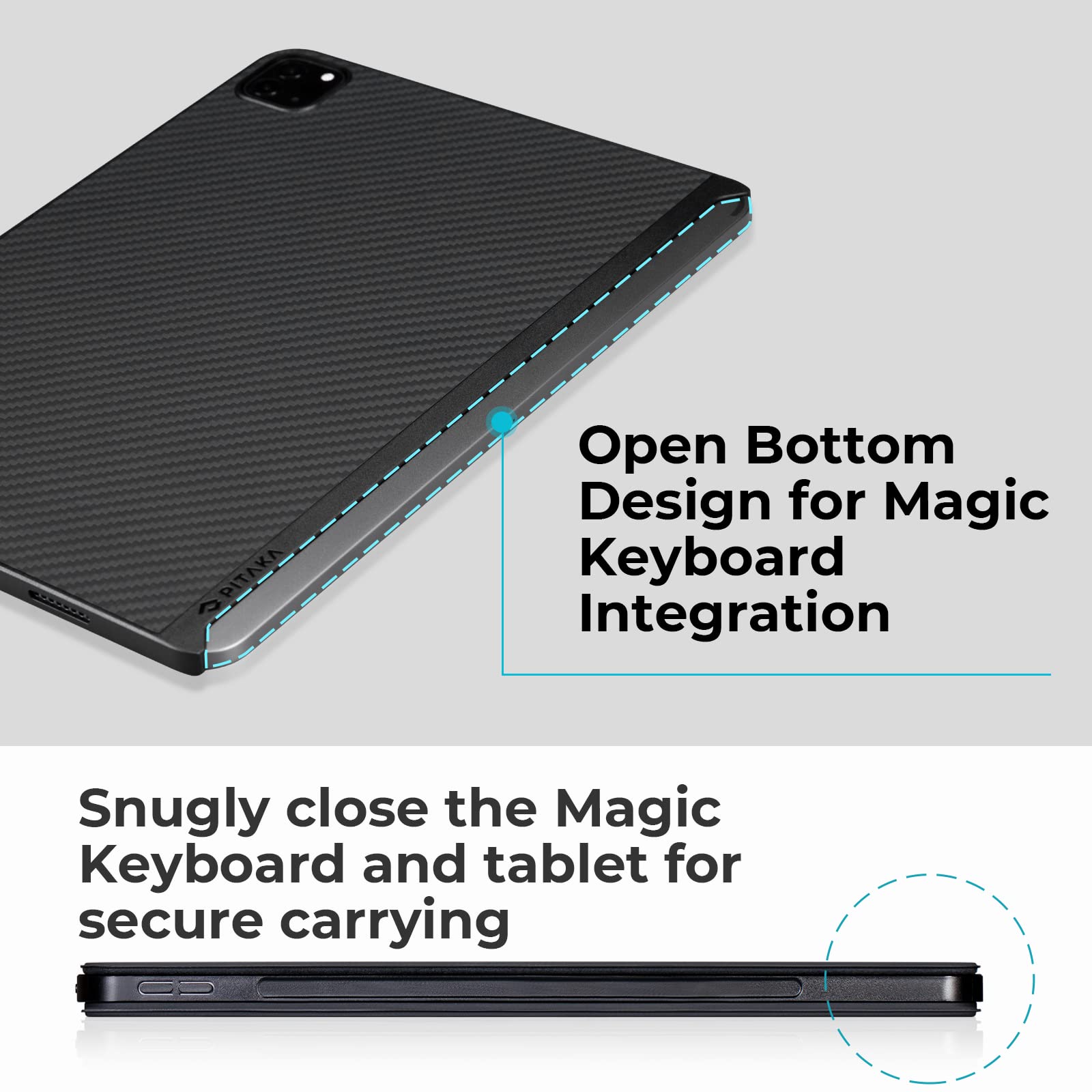 PITAKA Magnetic Case & Stand for iPad Pro 12.9 inch (2021/2022 5th/6th Gen) with 15W Wireless Charger - Premium iPad Holder & Smartphone Charging Base for Home, Office & Travel Use