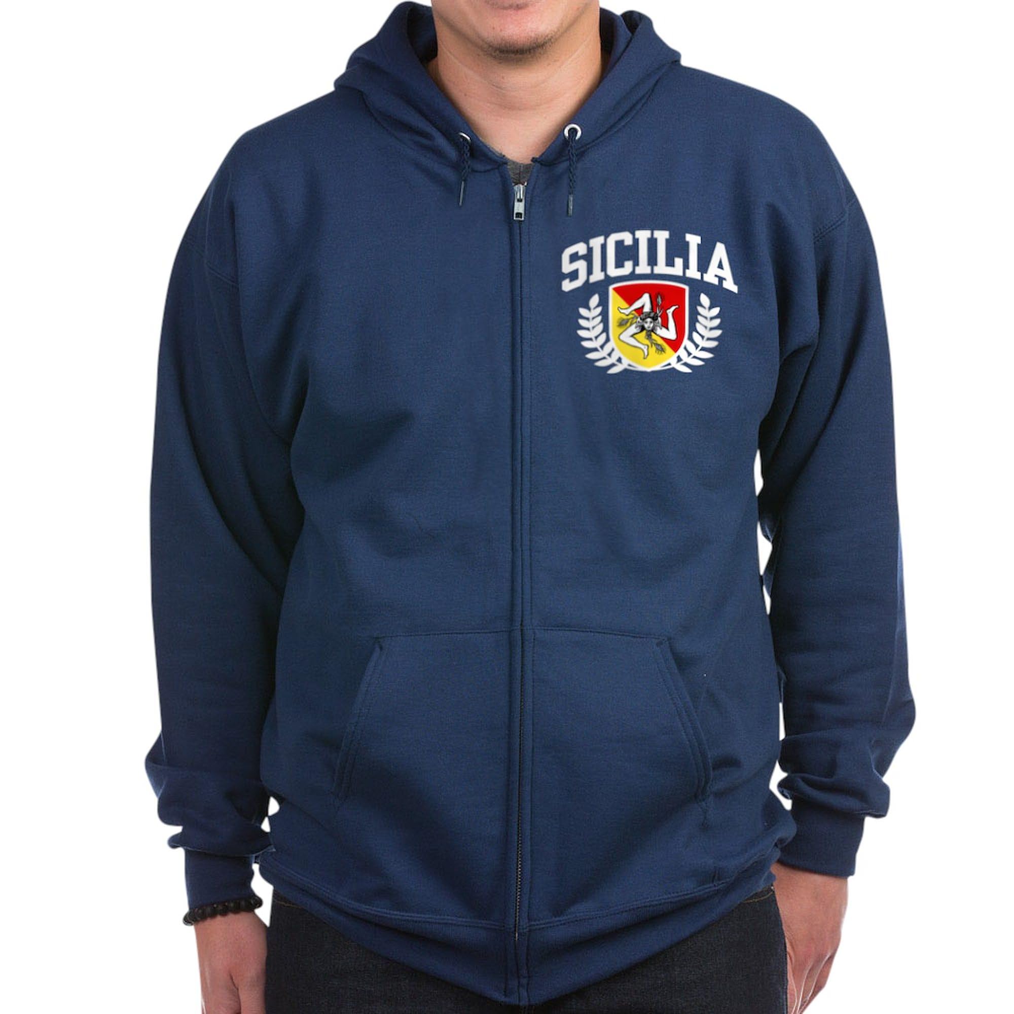 Sicilia Zip Hoodie for Men - Dark Zip-Up Hooded Sweatshirt | Warm Fleece Lining | Casual Streetwear | Perfect for Outdoor Activities & Everyday Wear