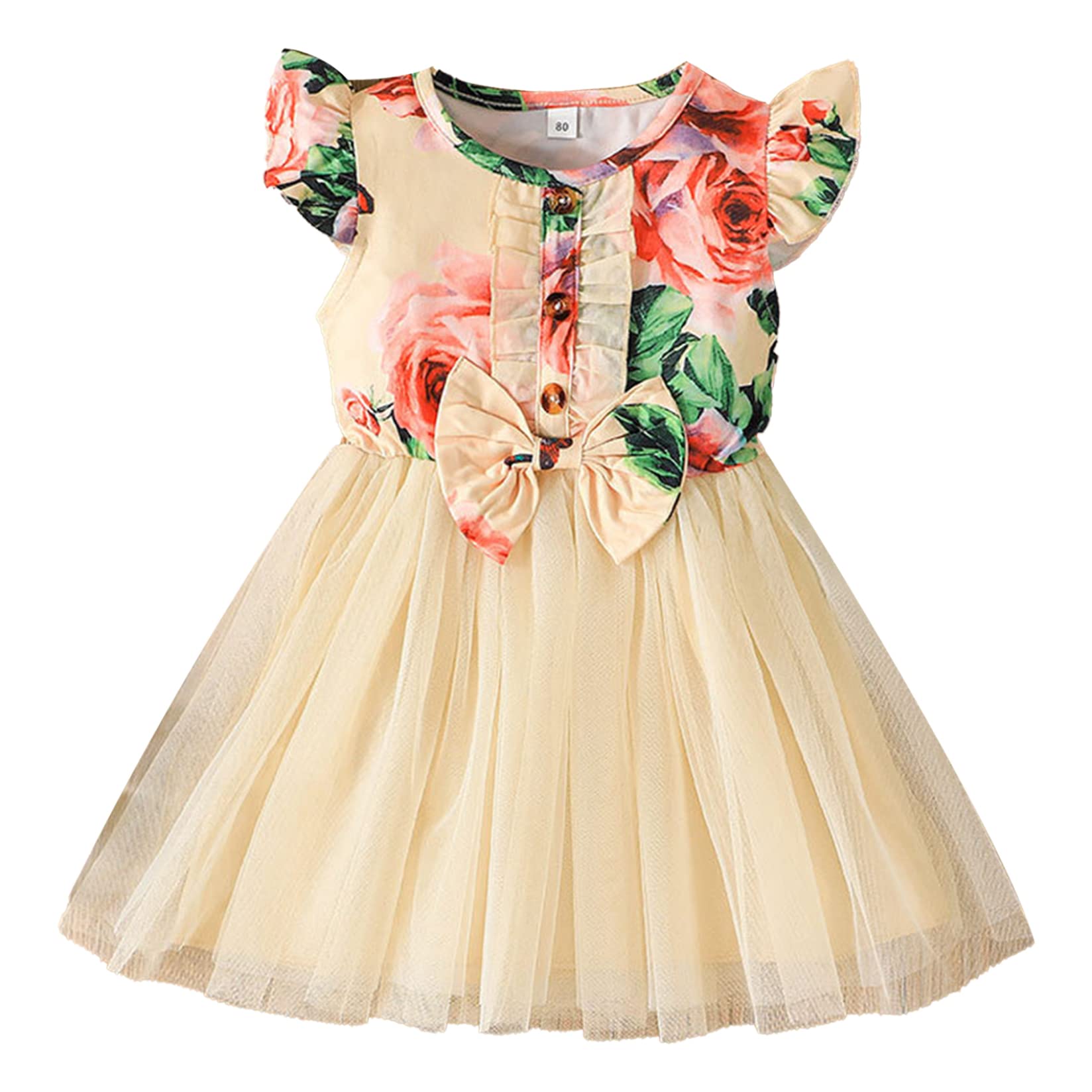 Venjoe Baby Girls Summer Casual Dresses - Toddler Floral Print Sundress for Princess | Perfect for Beach, Party & Outdoor Play