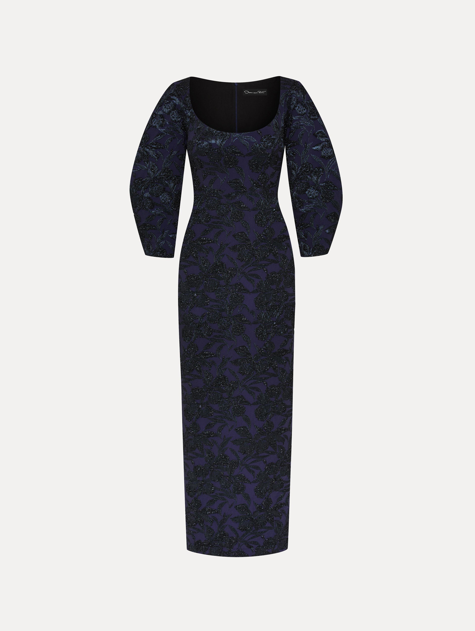 Elegant Metallic Orchid Jacquard Column Gown - Perfect for Evening Galas, Weddings & Formal Events