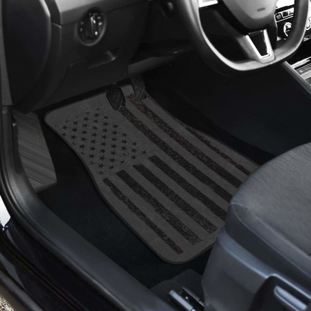 Black USA Flag Car Floor Mats 4-Piece Set | All-Weather American Flag Auto Mats for Trucks & SUVs | Durable Non-Slip Car Accessories for Patriotic Drivers